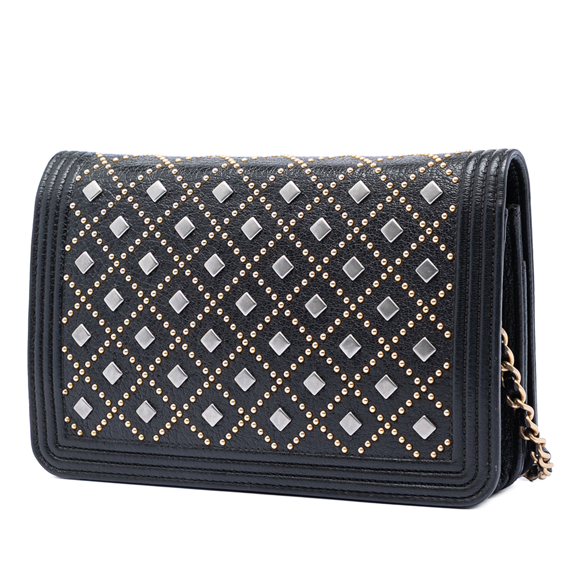 Chanel Studded Grained Calfskin Boy Wallet On Chain - image 2