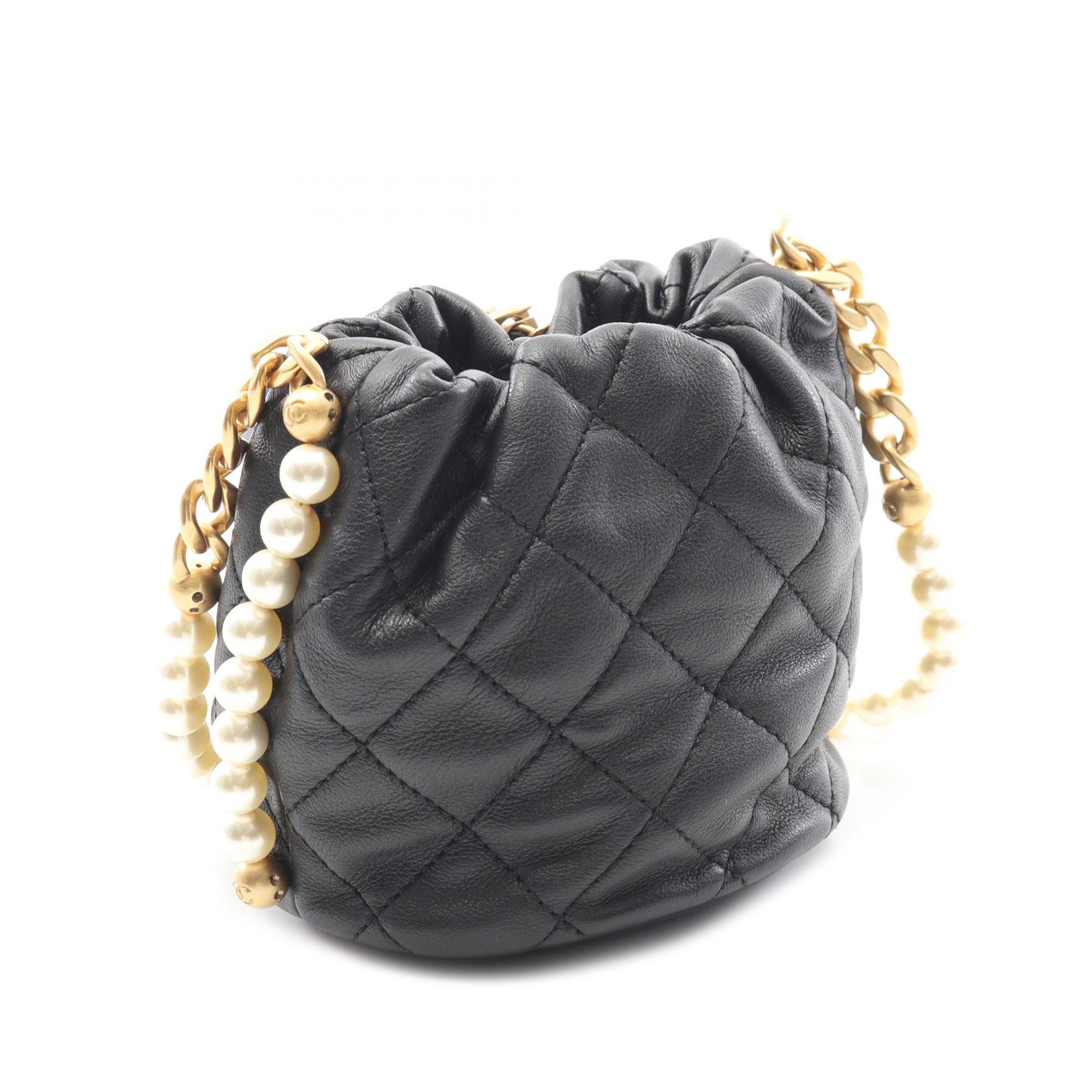 Chanel Mini Quilted Calfskin About Pearls Drawstring Bucket Bag - image 2
