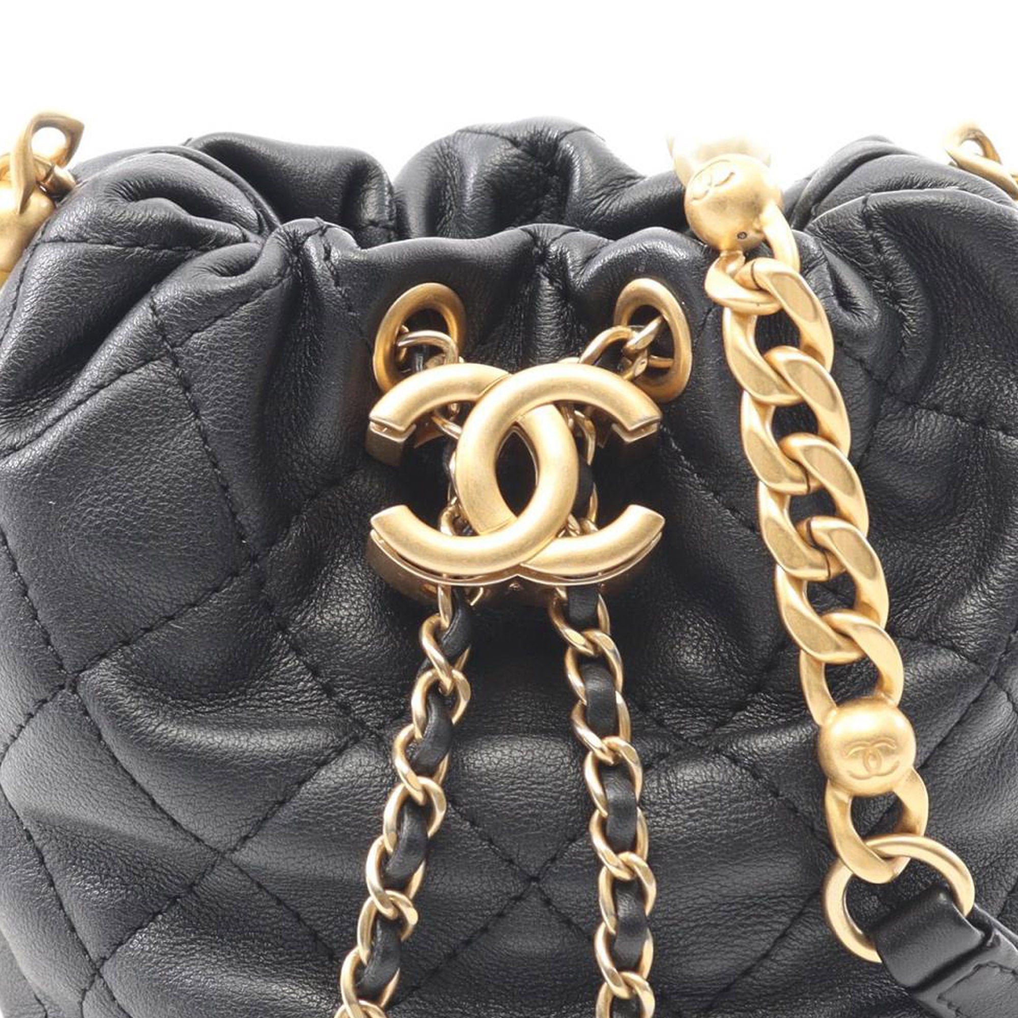 Chanel Mini Quilted Calfskin About Pearls Drawstring Bucket Bag - image 6