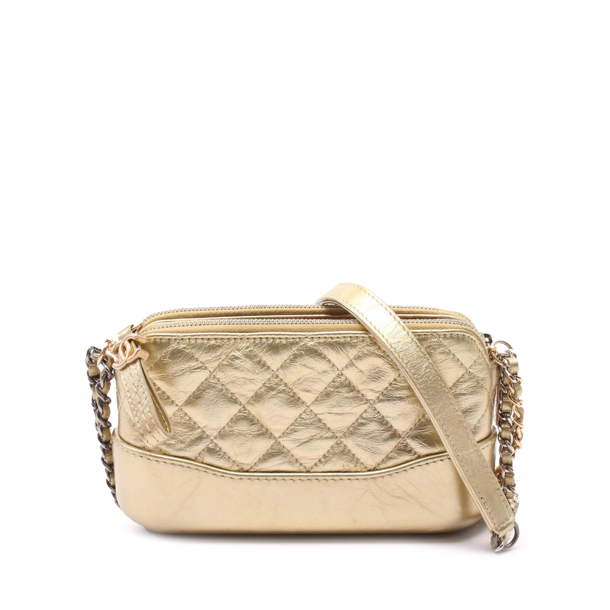 Chanel Quilted Metallic Aged Calfskin Gabrielle Clutch With Chain - image 1