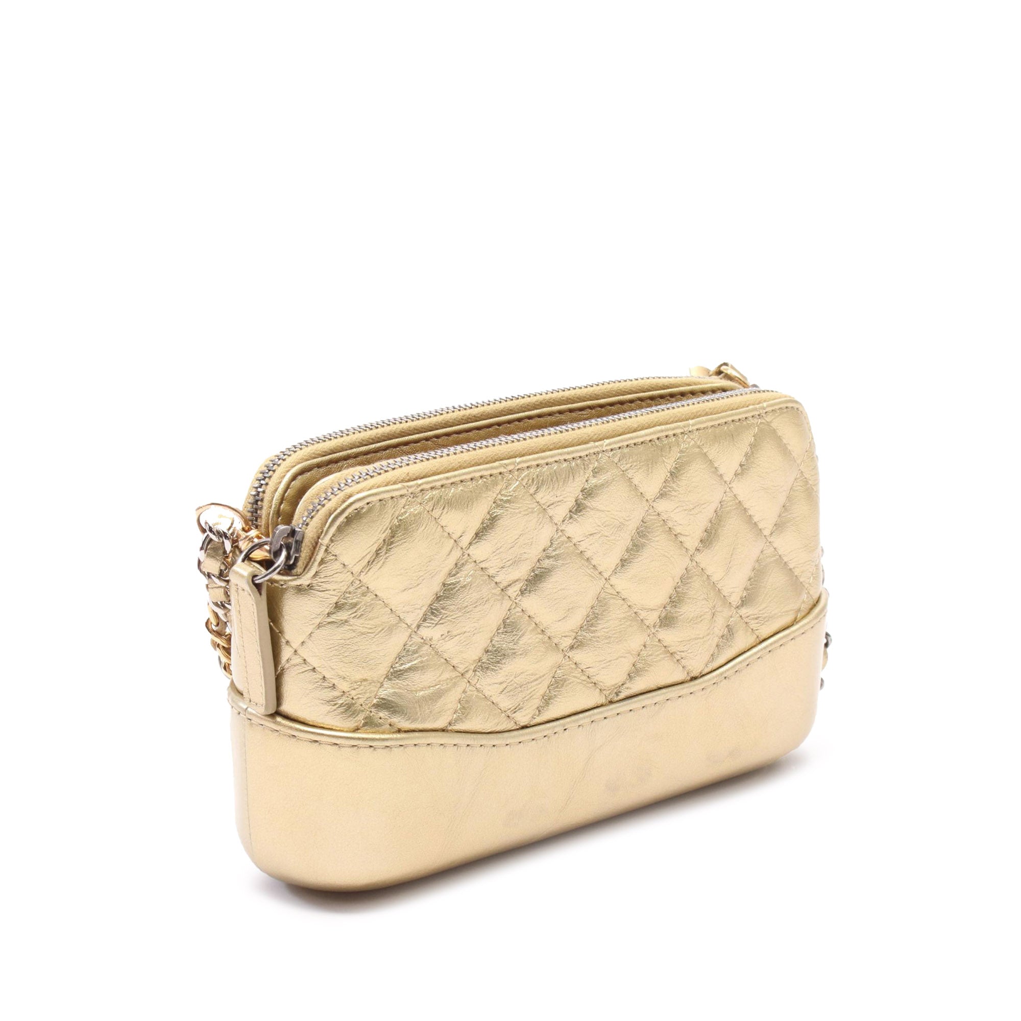Chanel Quilted Metallic Aged Calfskin Gabrielle Clutch With Chain - image 2