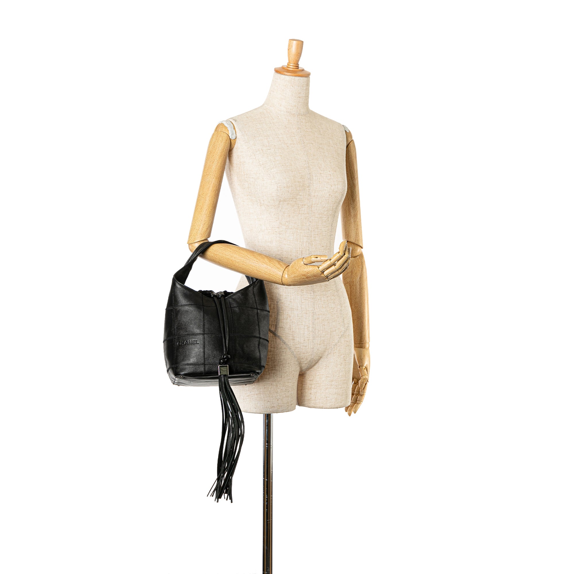 Chanel Calfskin Square Stitch Bucket Bag - image 8