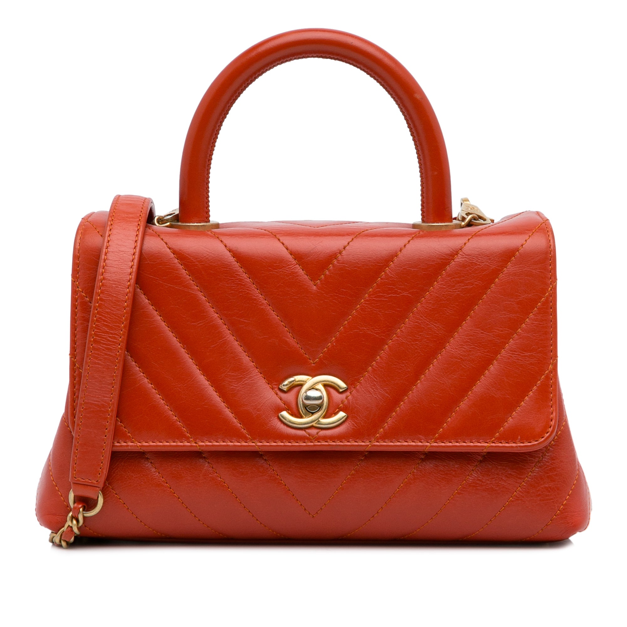 Chanel Small Lambskin Chevron Coco Top Handle Bag - image 1