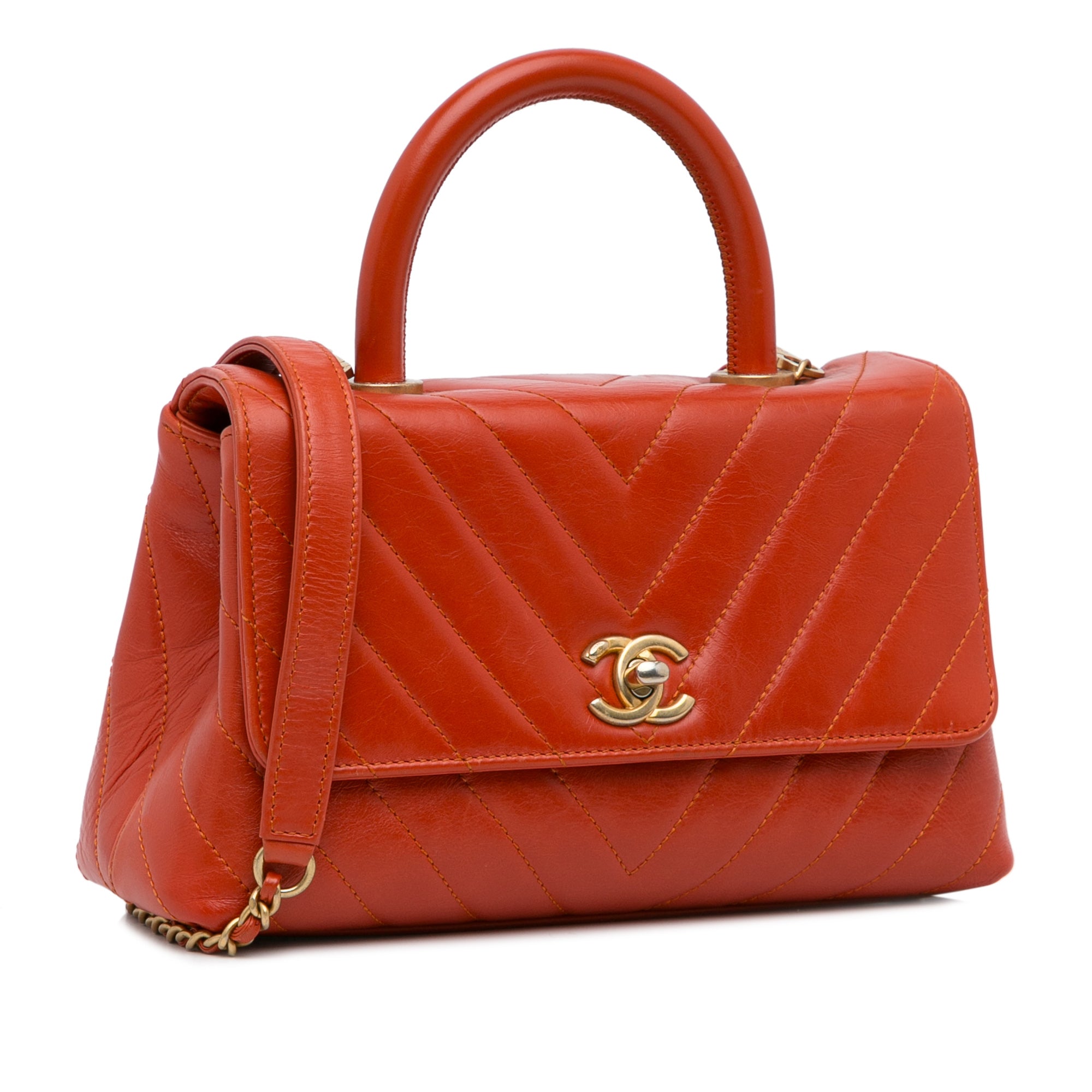 Chanel Small Lambskin Chevron Coco Top Handle Bag - image 2