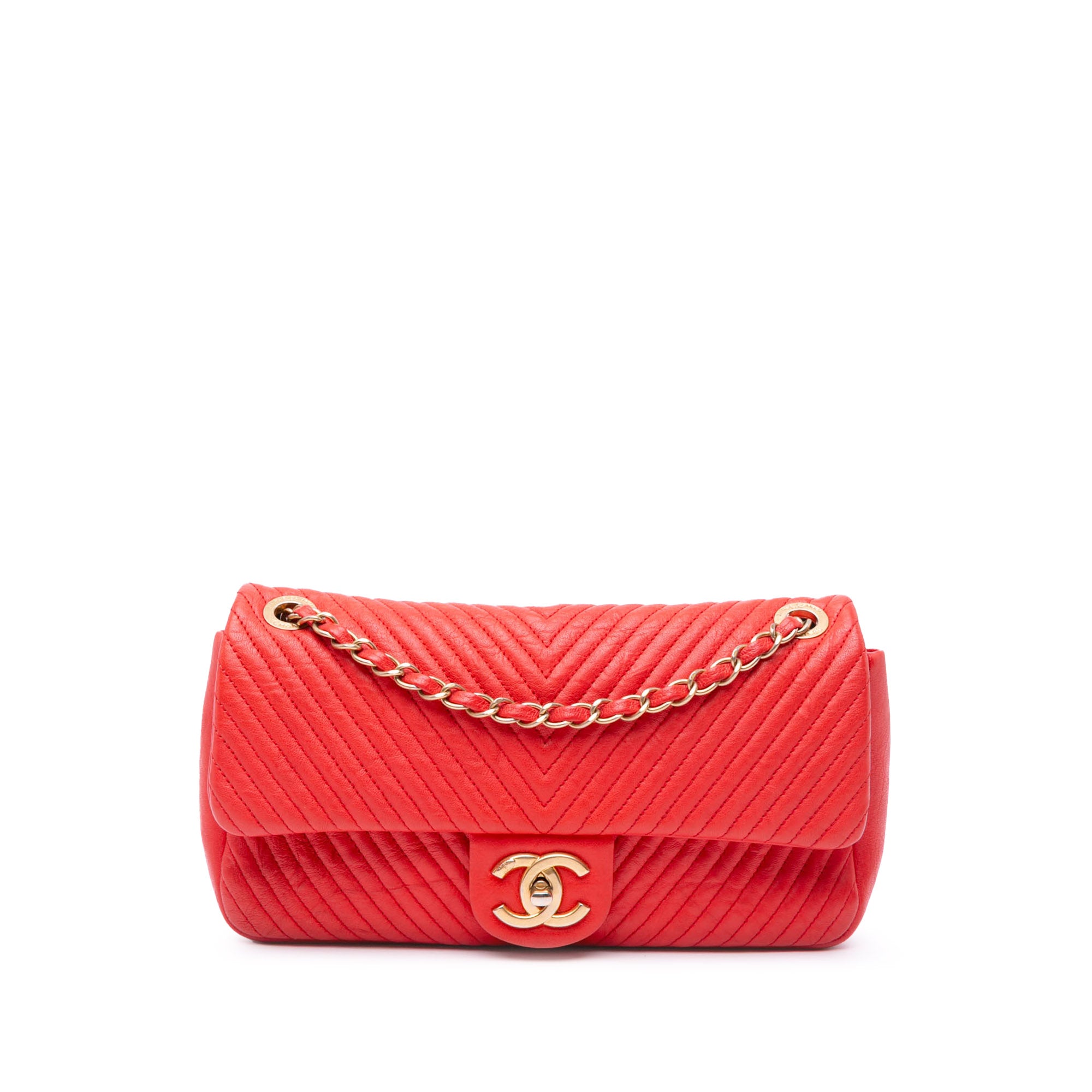Chanel Medium Chevron Wrinkled Calfskin Medallion Charm Flap - image 1