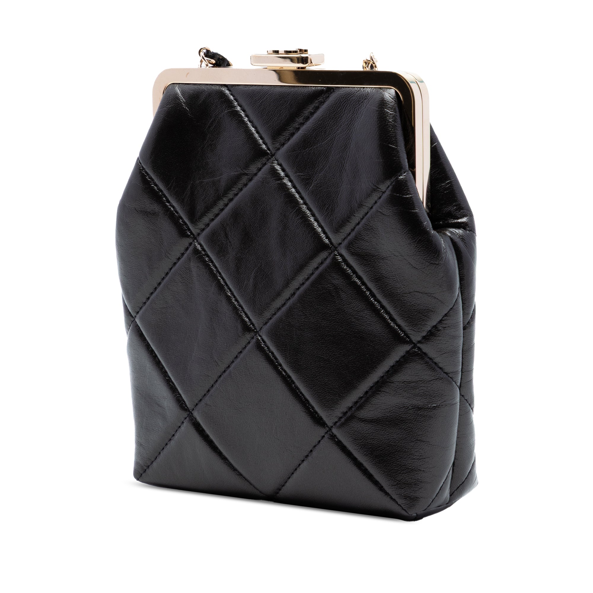 Chanel Small CC Quilted Lambskin Kisslock Frame Clutch - image 2