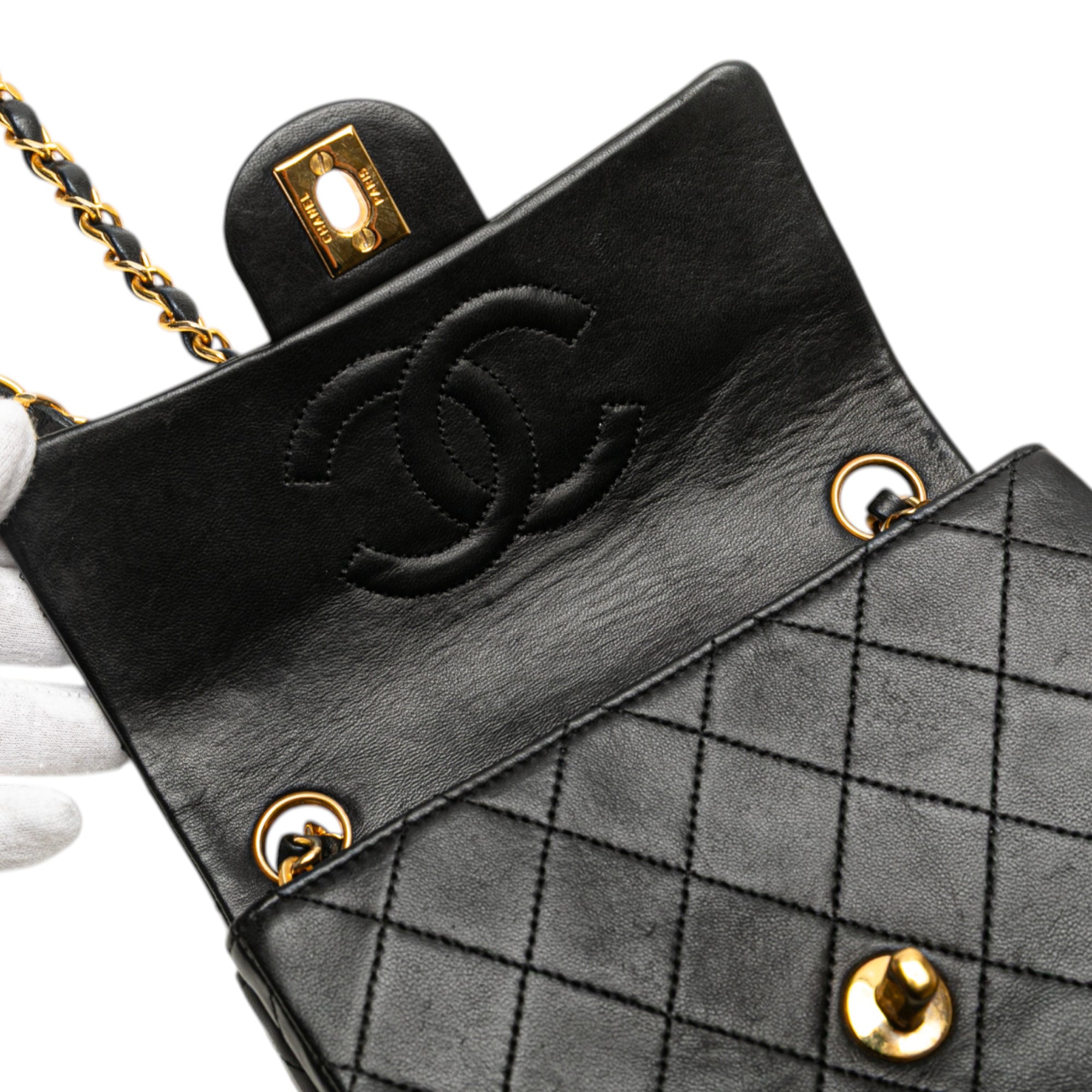 Chanel Mini Square Classic Lambskin Single Flap - image 8