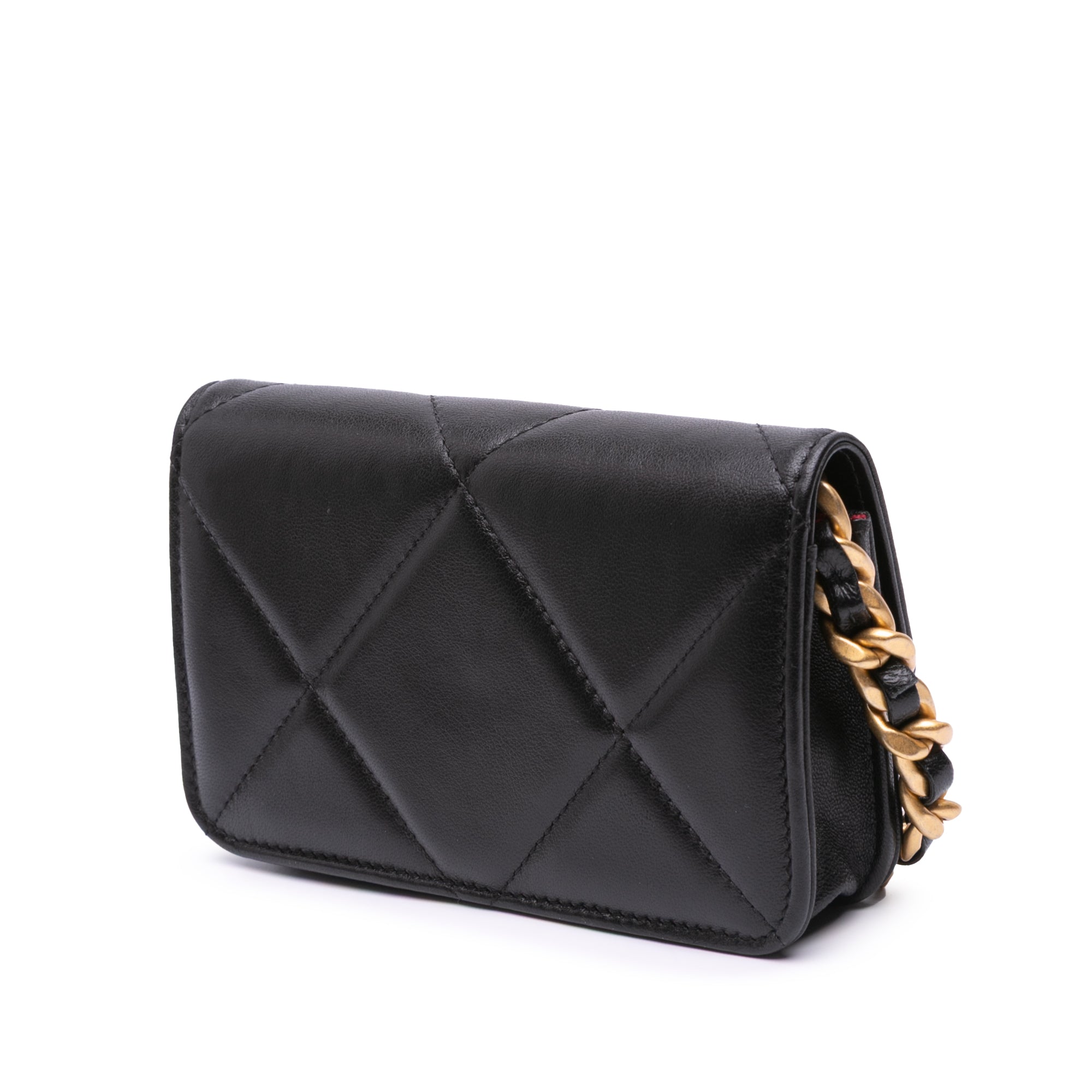 Chanel Quilted Lambskin 19 Flap Coin Purse With Chain - image 2