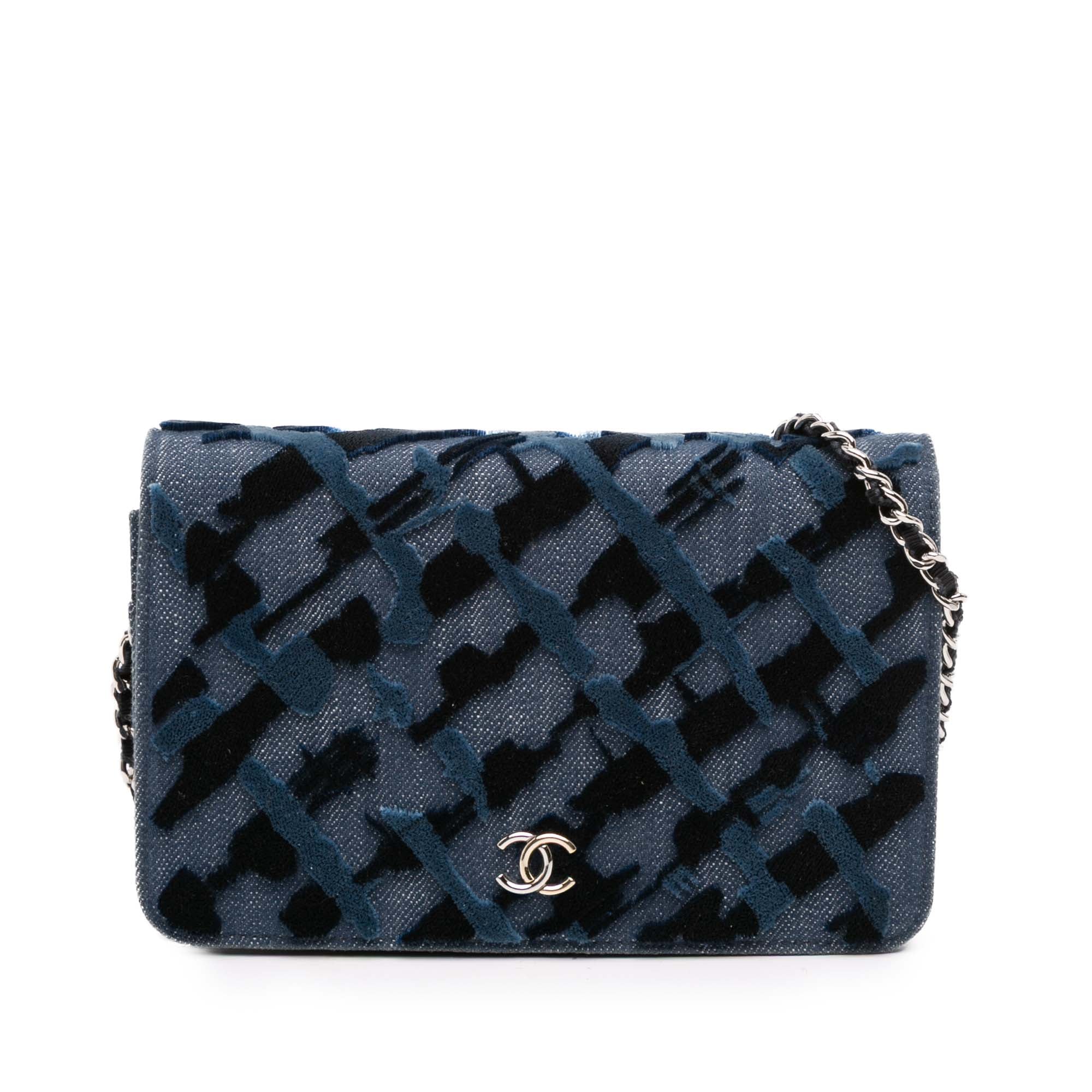 Chanel Denim and Velvet Wallet On Chain - image 1