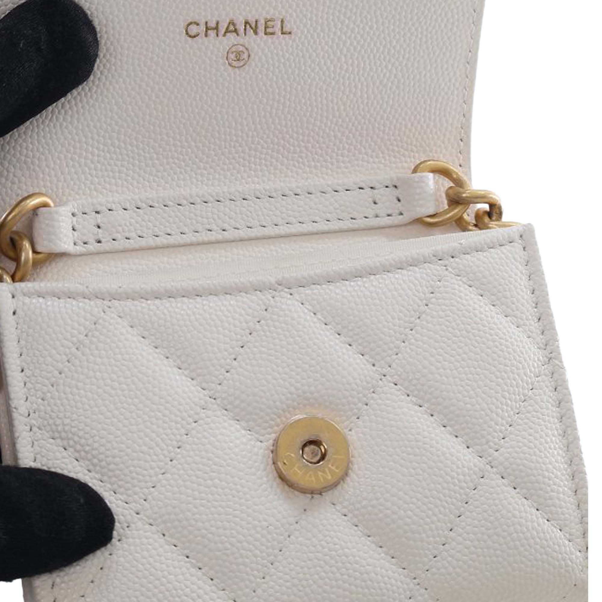 Chanel Quilted Caviar Card Holder on Chain - image 13