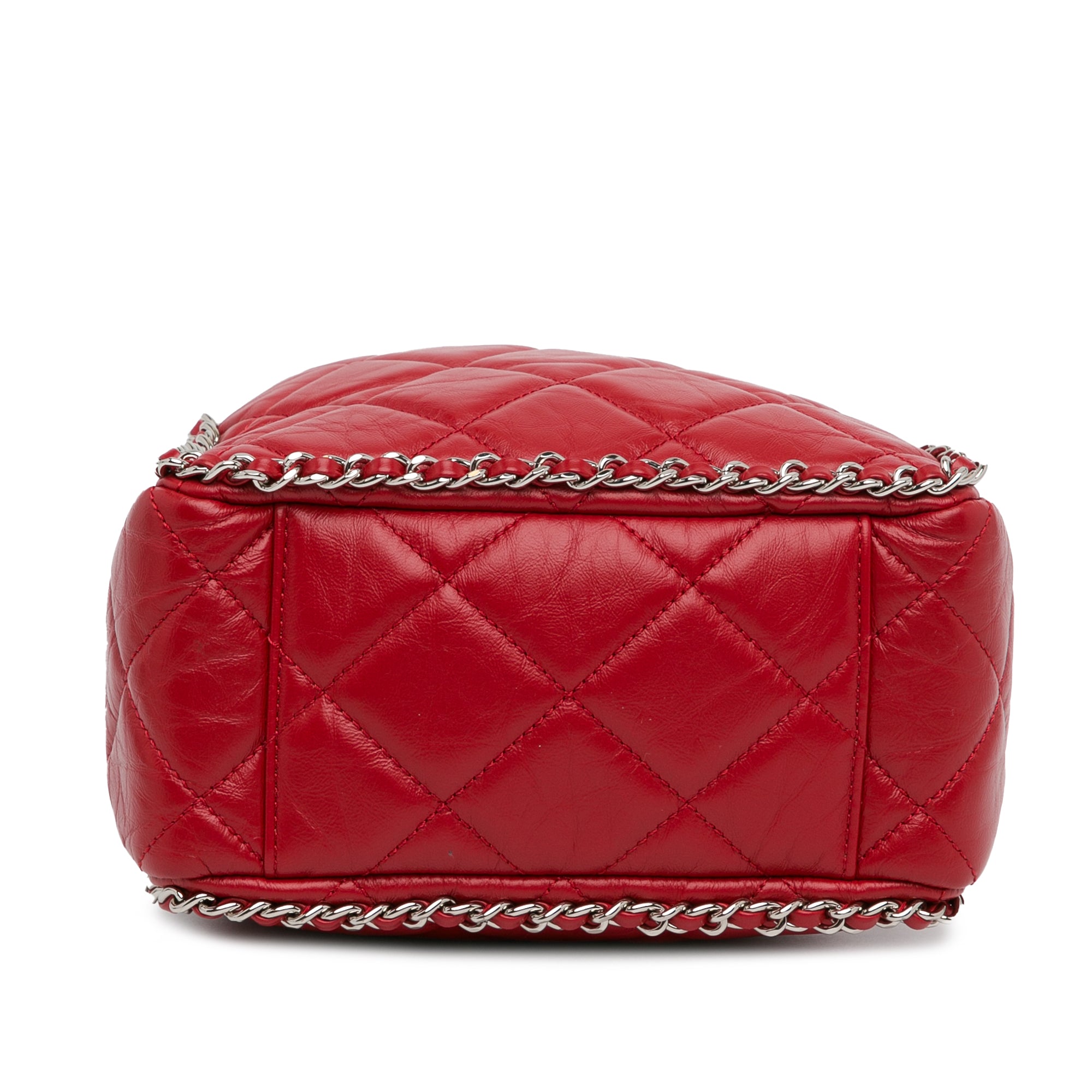 Chanel Aged Calfskin Chain Around Drawstring Bucket - image 4
