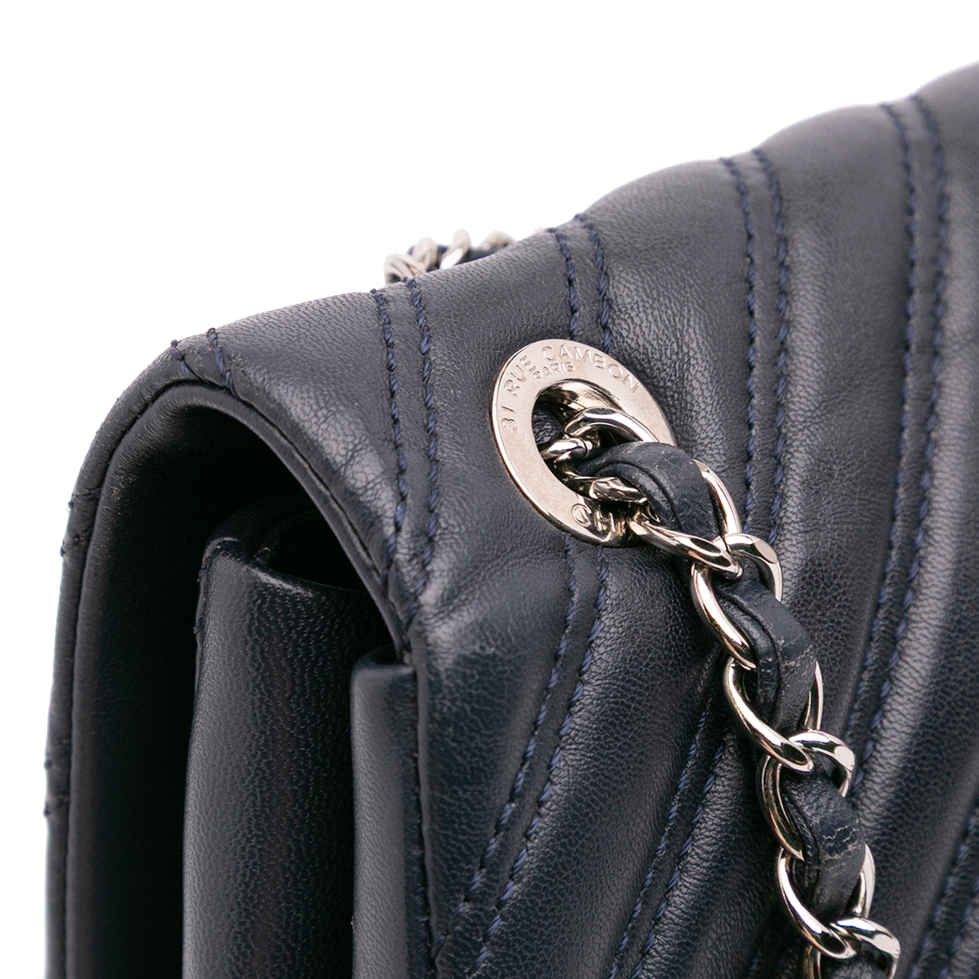 Chanel Jumbo Double Stitch Chevron Lambskin Single Flap - image 10