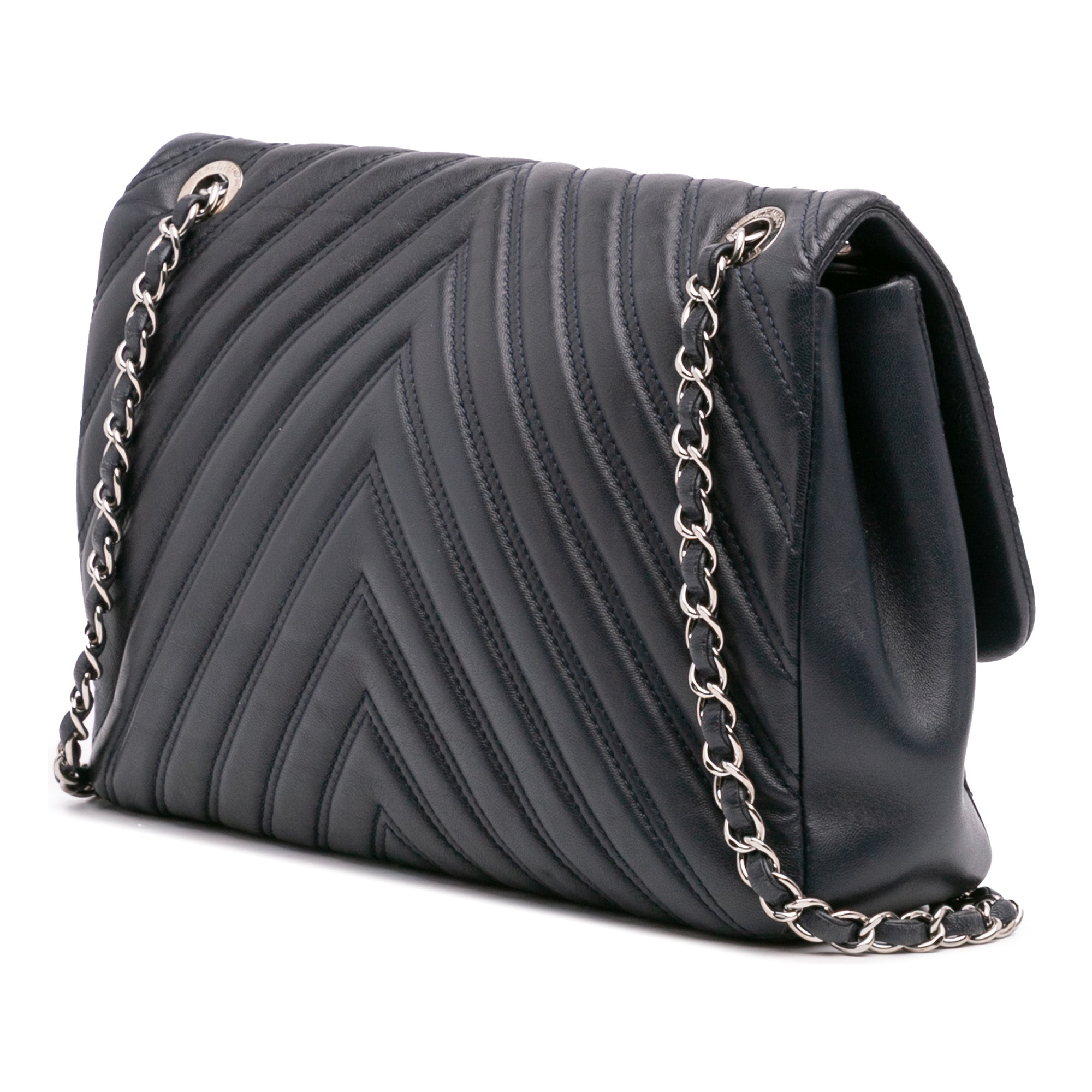Chanel Jumbo Double Stitch Chevron Lambskin Single Flap - image 2