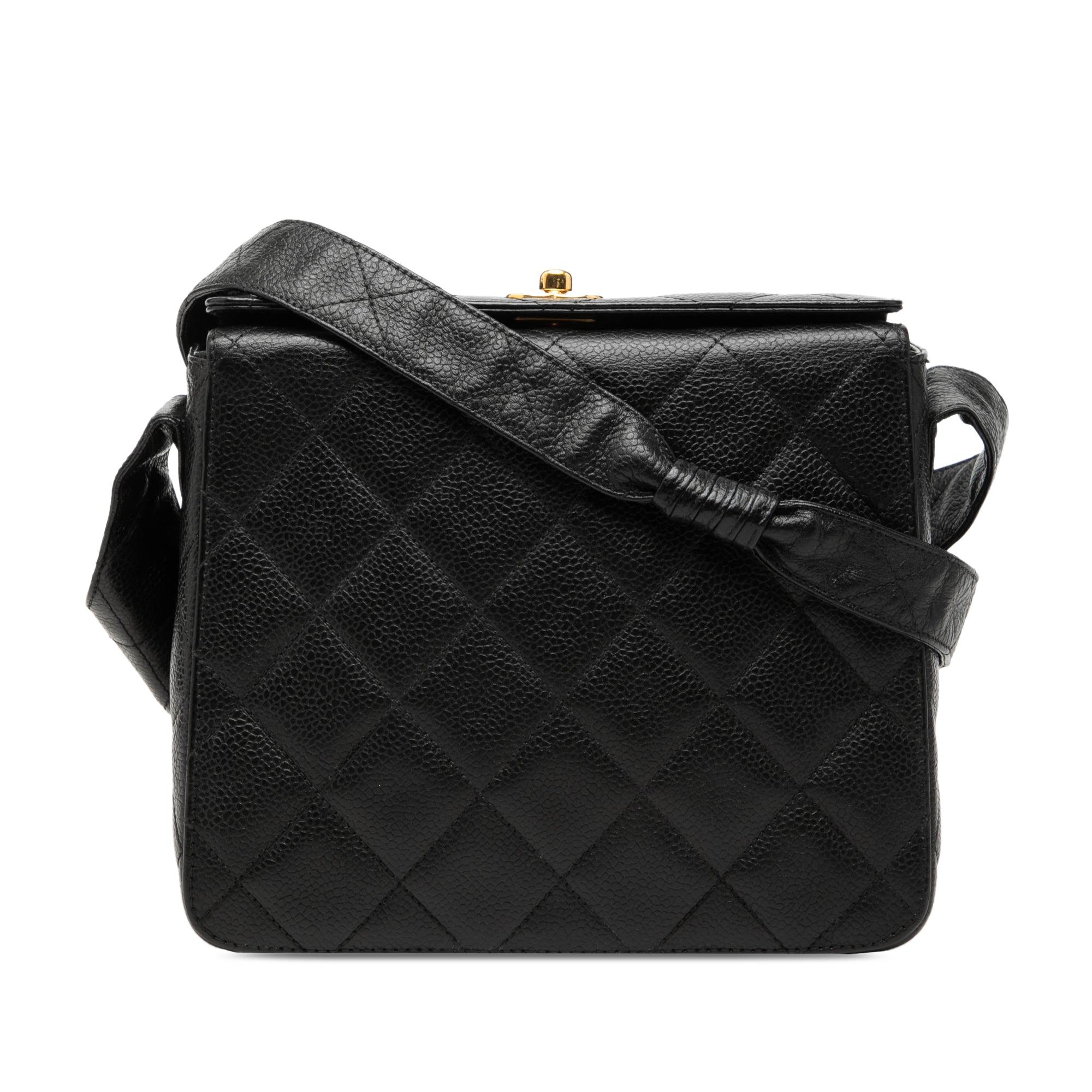 Chanel CC Quilted Caviar Carved Buckle Box Bag - image 1