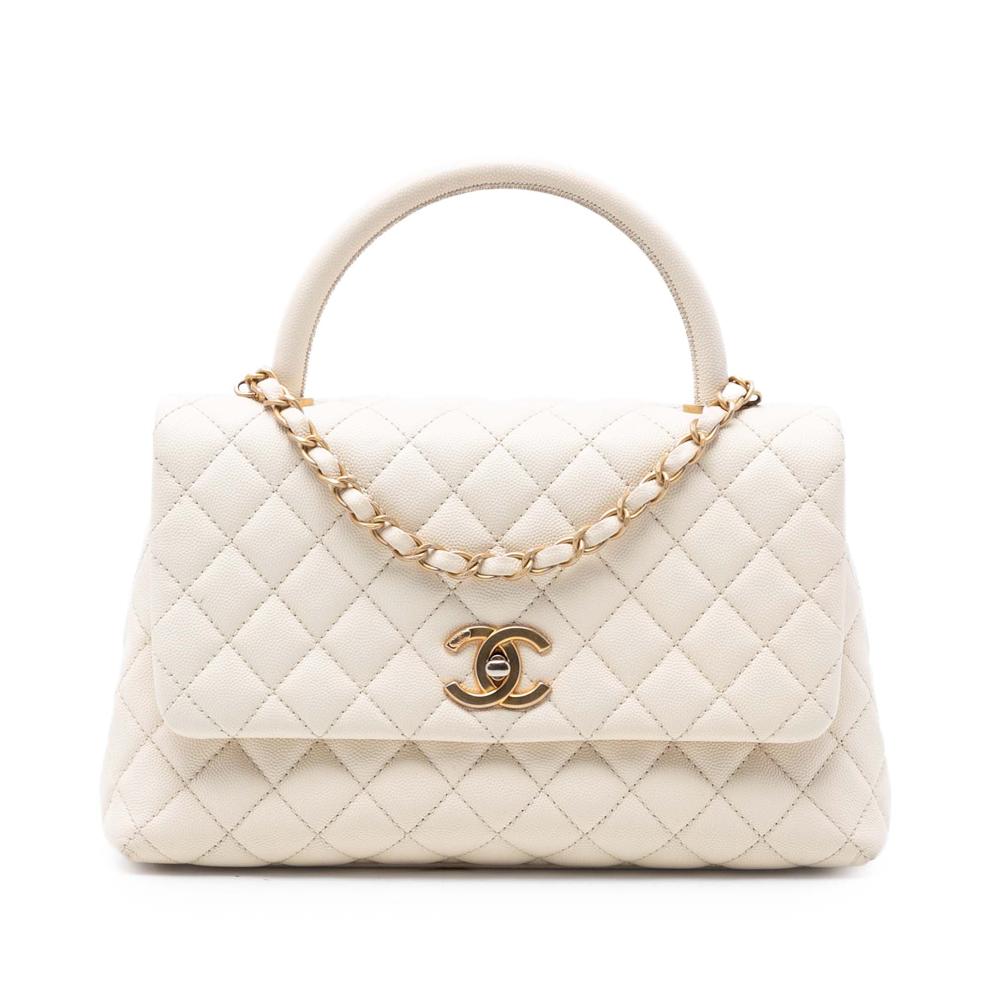 Chanel Small Quilted Caviar Coco Top Handle Bag - image 1