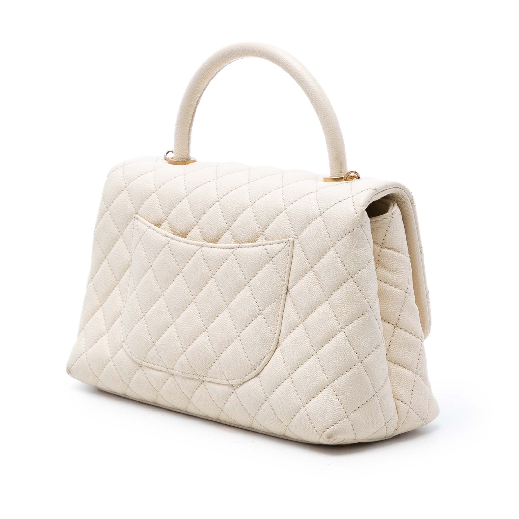 Chanel Small Quilted Caviar Coco Top Handle Bag - image 2