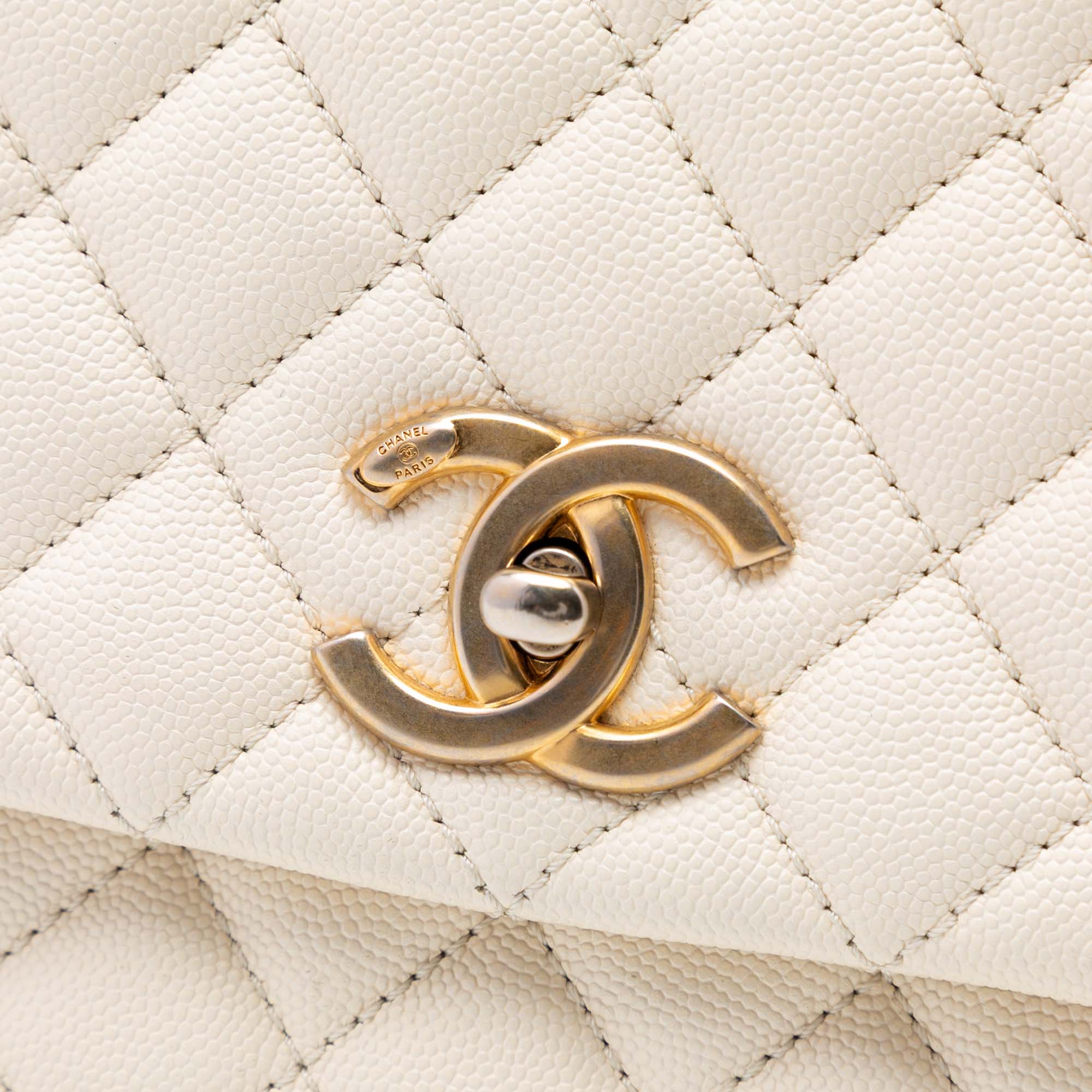Chanel Small Quilted Caviar Coco Top Handle Bag - image 6