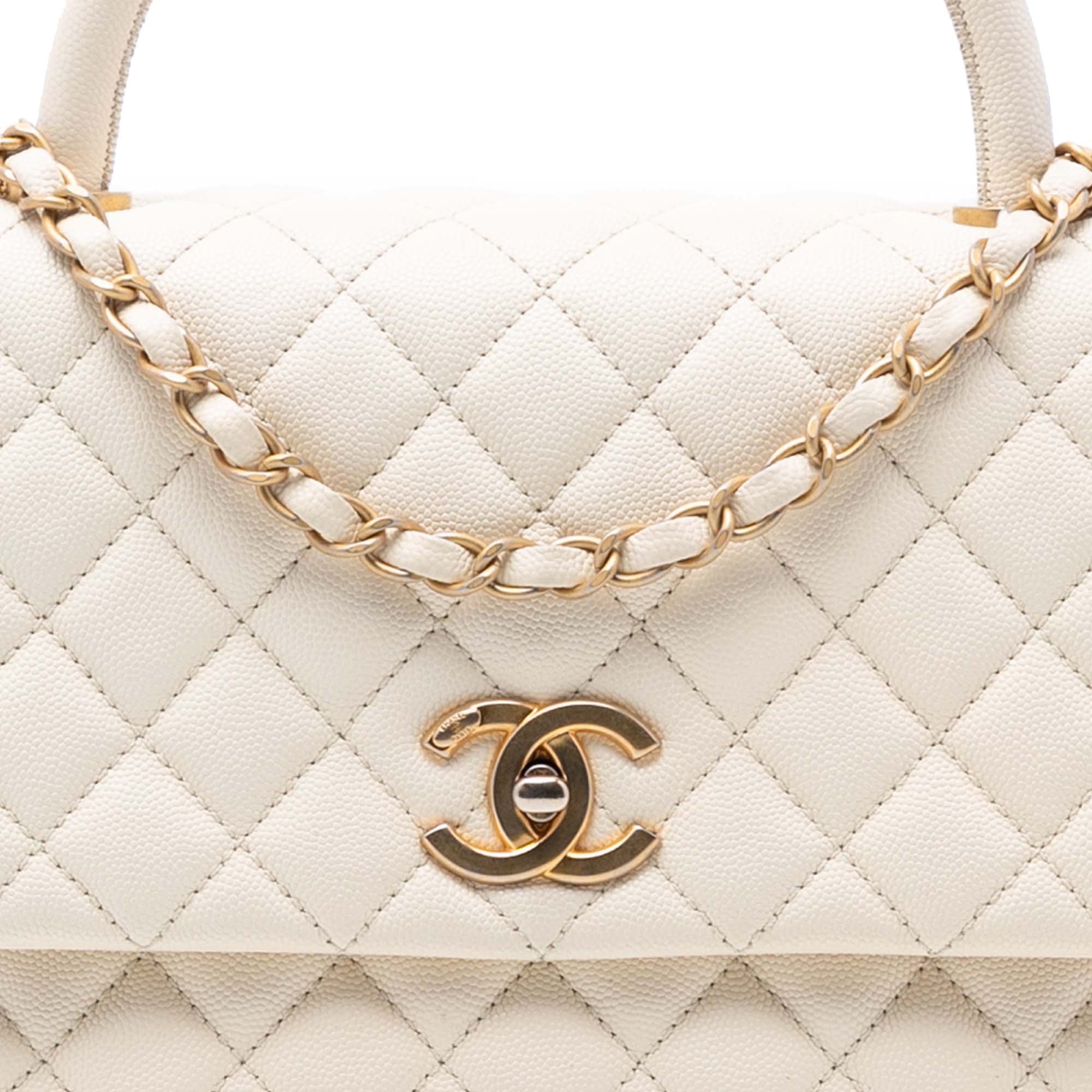 Chanel Small Quilted Caviar Coco Top Handle Bag - image 7
