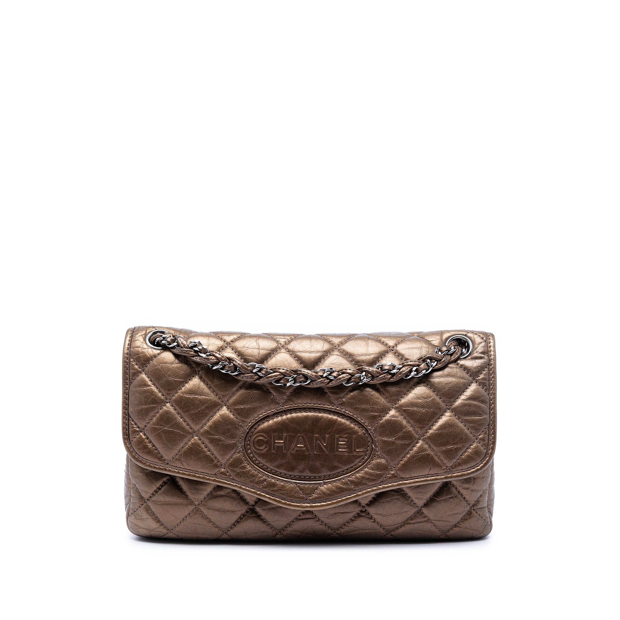 Chanel Quilted Metallic Aged Calfskin Vintage Ligne Flap - image 1