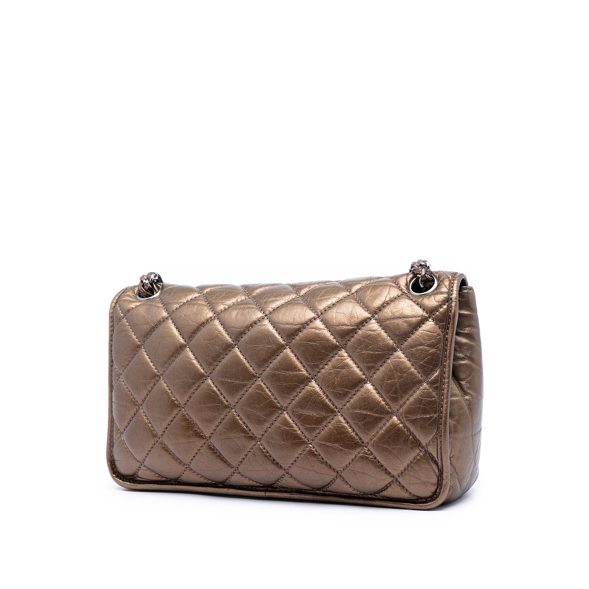 Chanel Quilted Metallic Aged Calfskin Vintage Ligne Flap - image 2