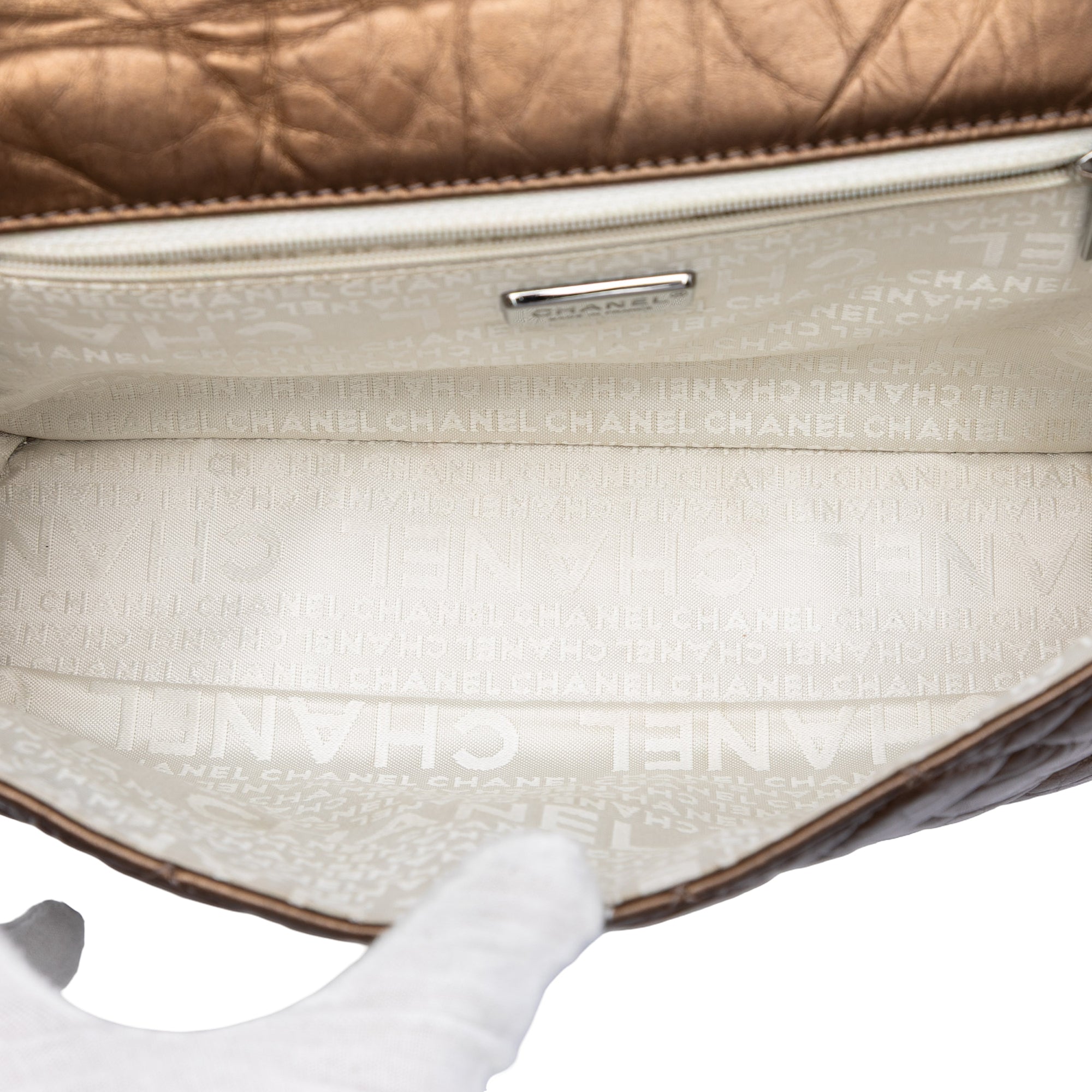Chanel Quilted Metallic Aged Calfskin Vintage Ligne Flap - image 4