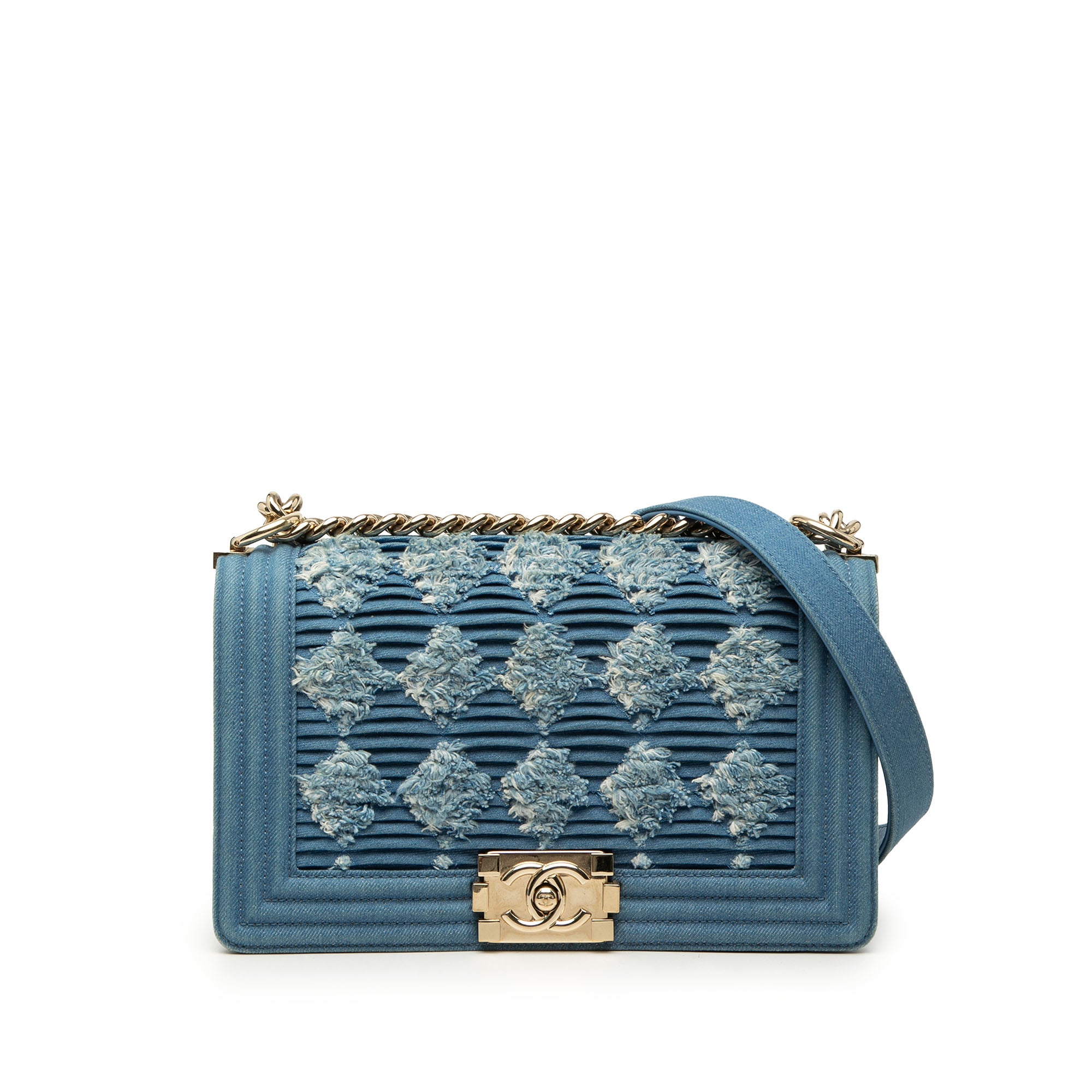 Chanel Old Medium Pleated Denim Boy Flap - image 1