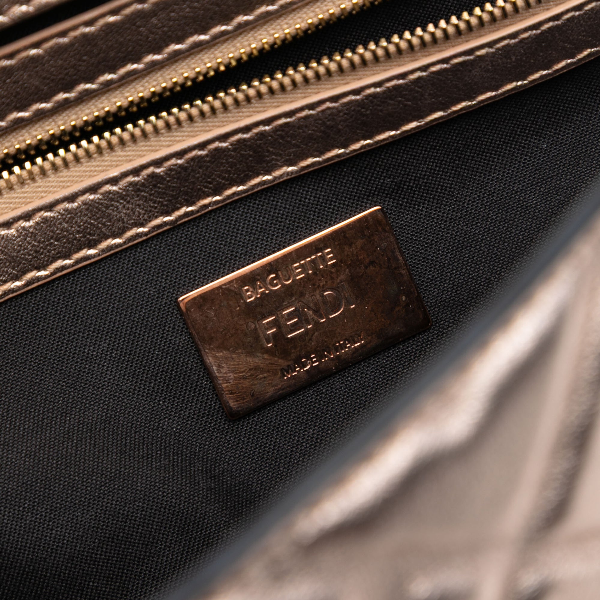 Fendi Zucca Embossed Leather Baguette Satchel - image 5