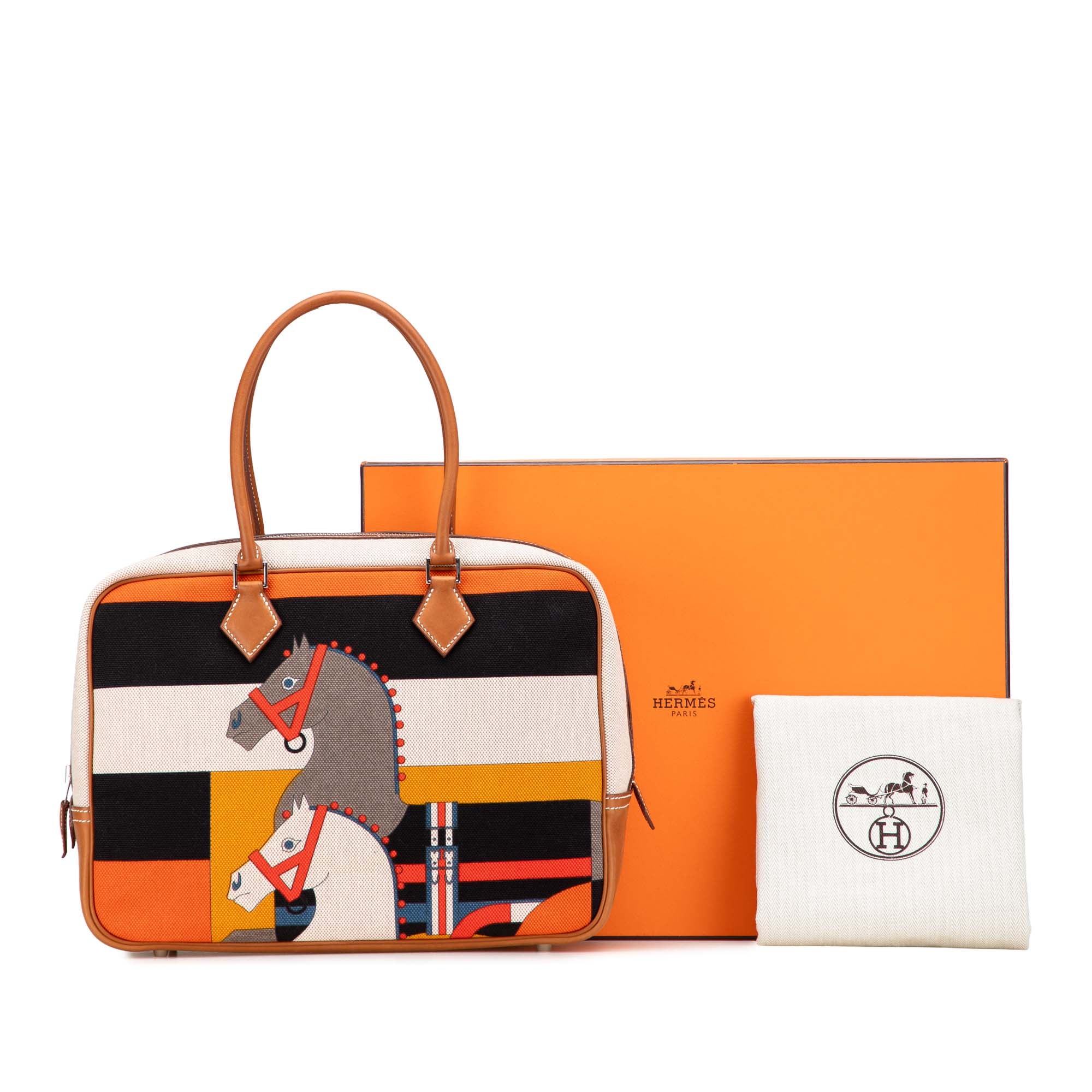 Hermès Barenia and Toile Rocobar Plume 32 - image 11