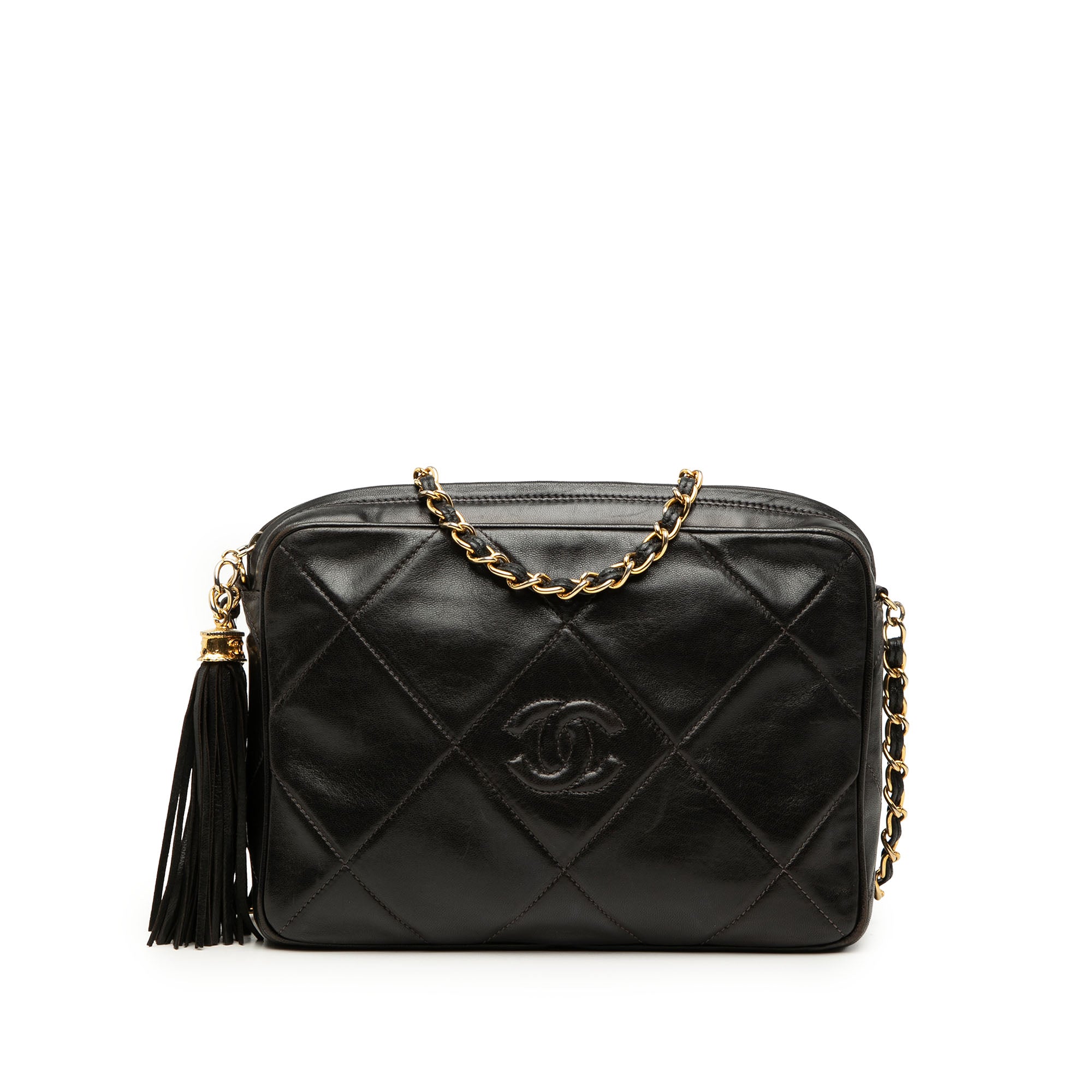 Chanel CC Diamond Quilted Lambskin Tassel Camera Bag - image 1