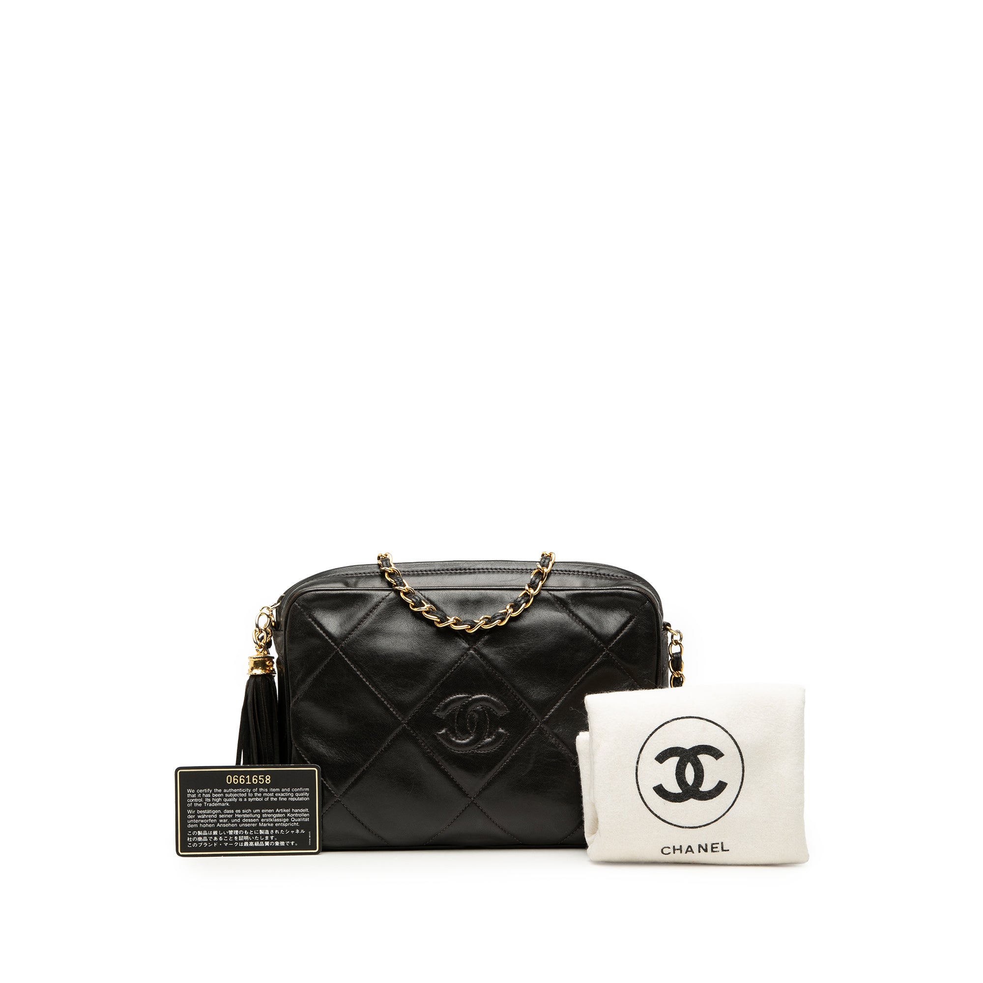 Chanel CC Diamond Quilted Lambskin Tassel Camera Bag - image 8
