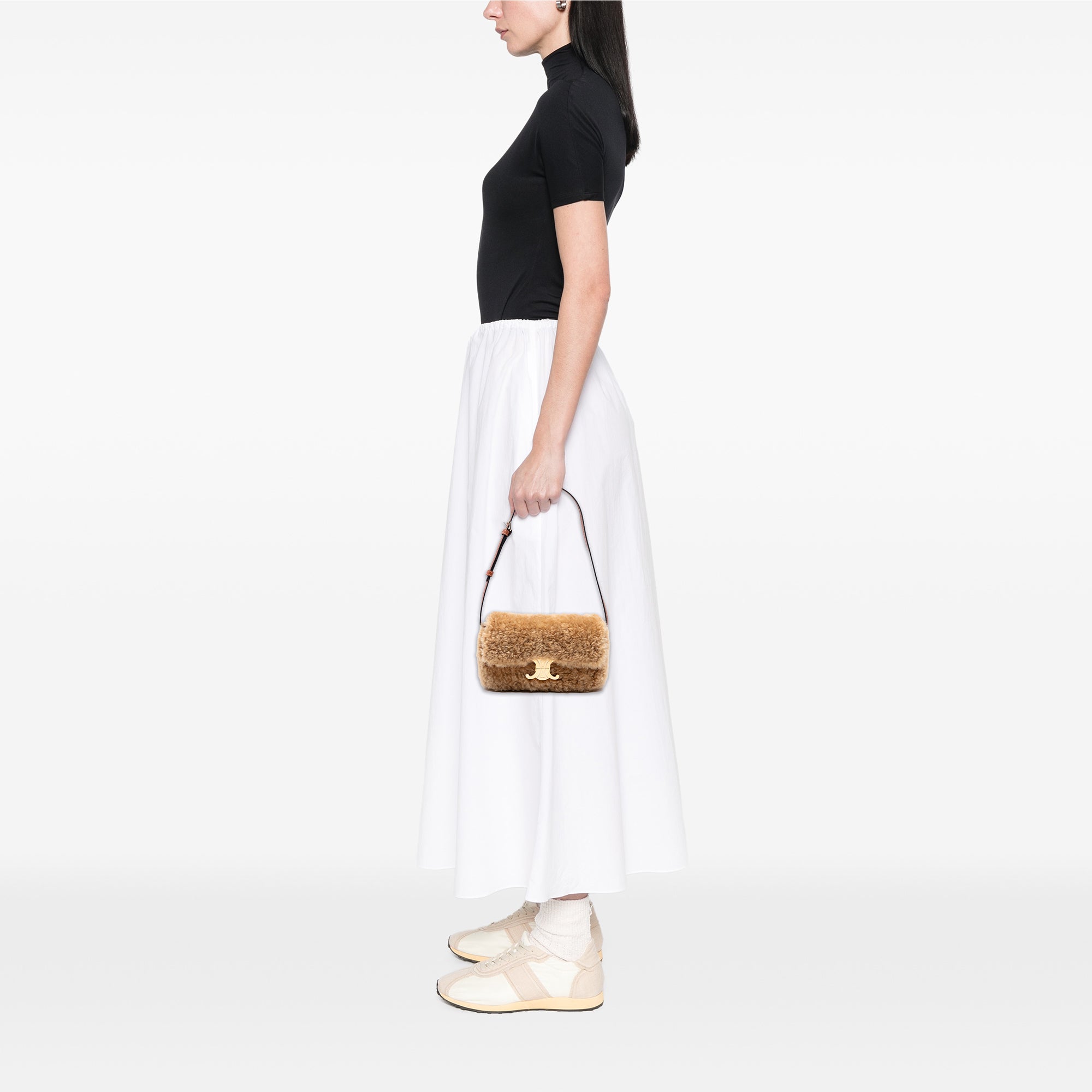 Celine Shearling Triomphe Shoulder Bag - image 8