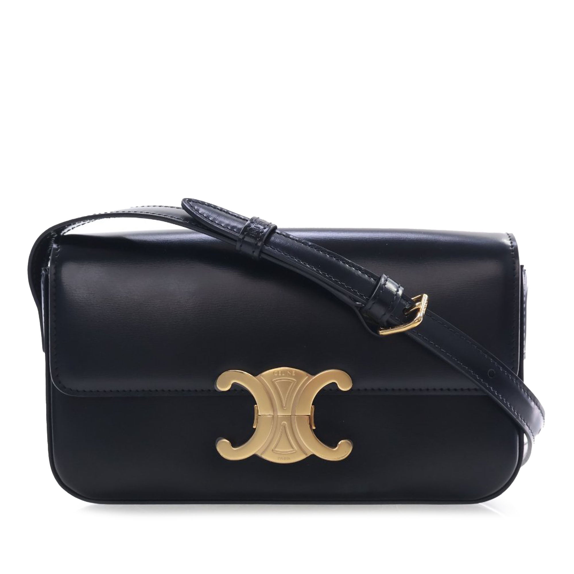 Celine Shiny Calfskin Triomphe Claude Shoulder Bag - image 1