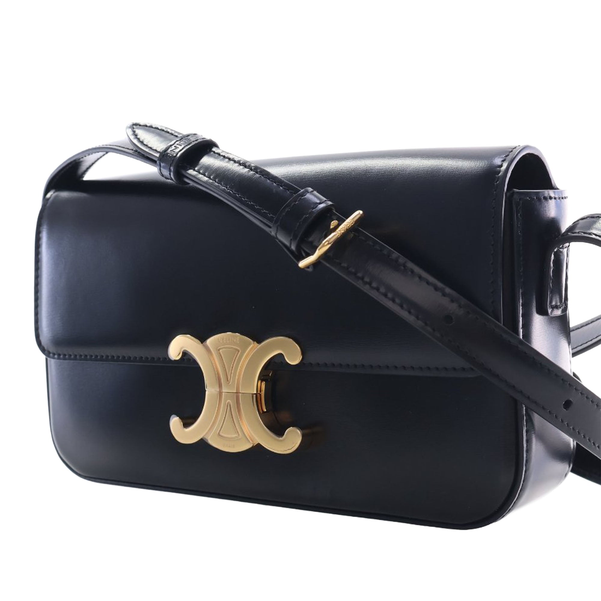 Celine Shiny Calfskin Triomphe Claude Shoulder Bag - image 12
