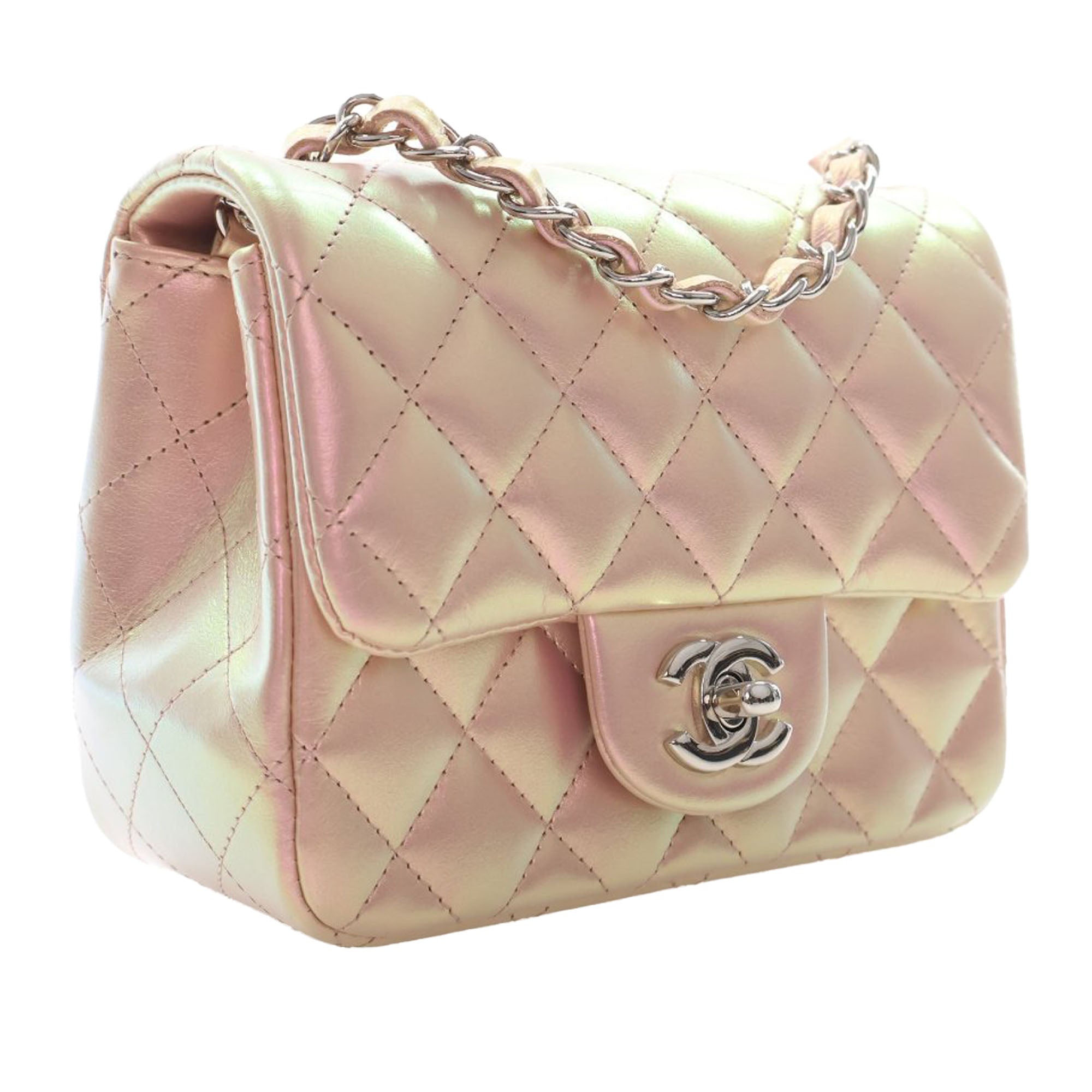 Chanel Mini Square Classic Iridescent Lambskin Single Flap - image 11