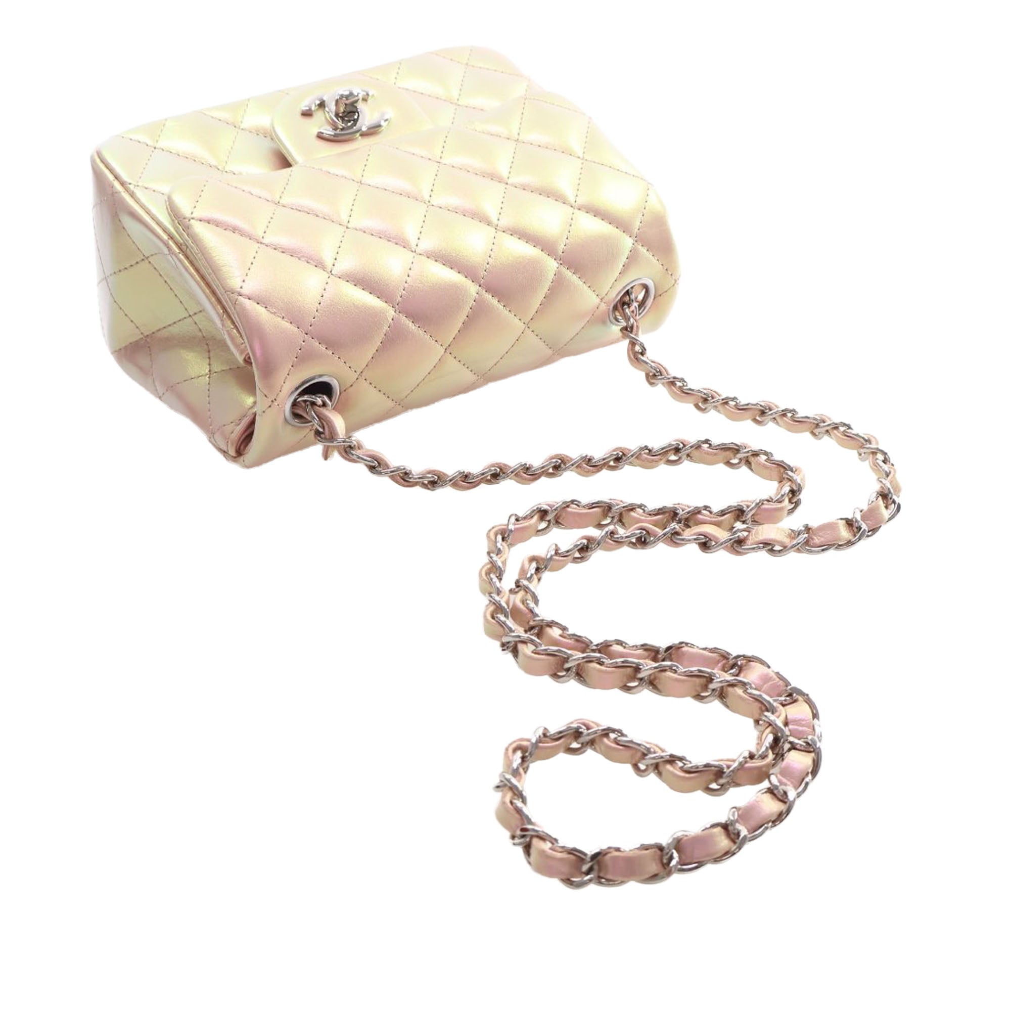 Chanel Mini Square Classic Iridescent Lambskin Single Flap - image 14