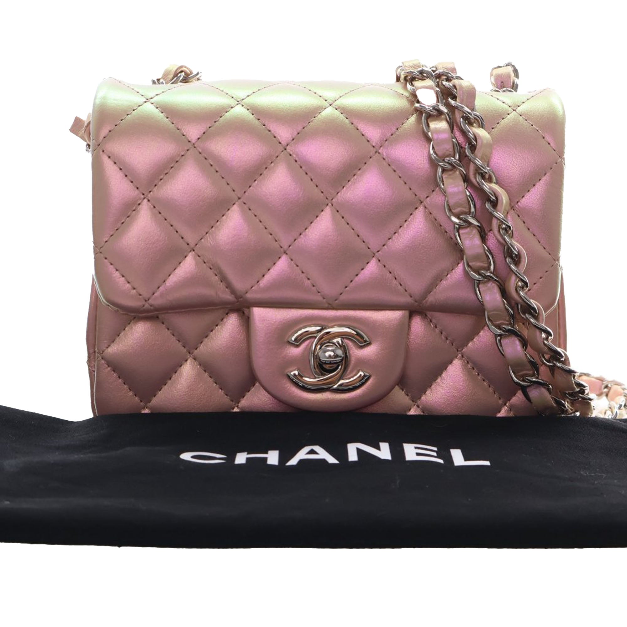 Chanel Mini Square Classic Iridescent Lambskin Single Flap - image 15