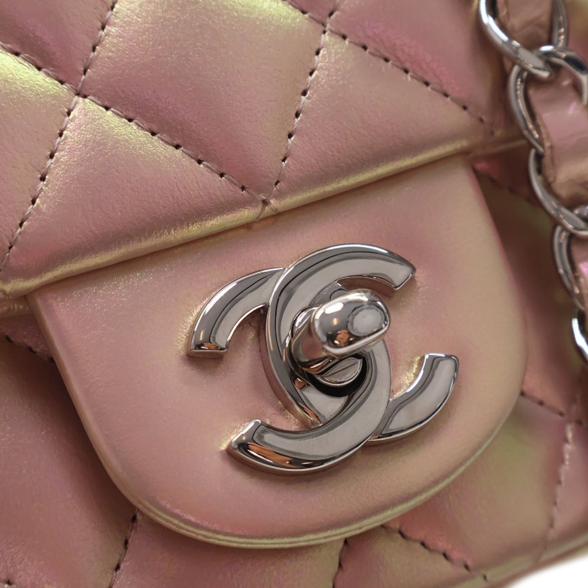 Chanel Mini Square Classic Iridescent Lambskin Single Flap - image 5