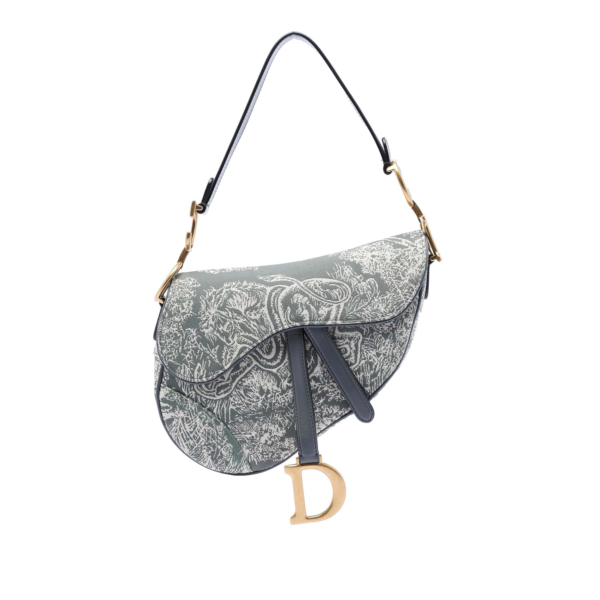 Dior Canvas Embroidered Reverse Toile De Jouy Saddle Bag - image 1