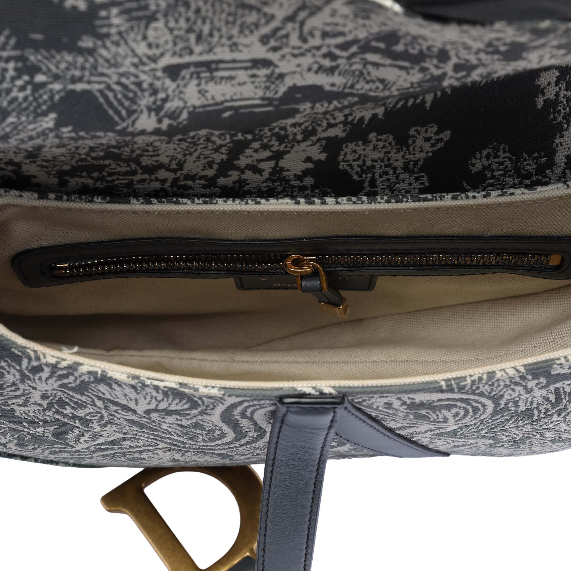 Dior Canvas Embroidered Reverse Toile De Jouy Saddle Bag - image 4