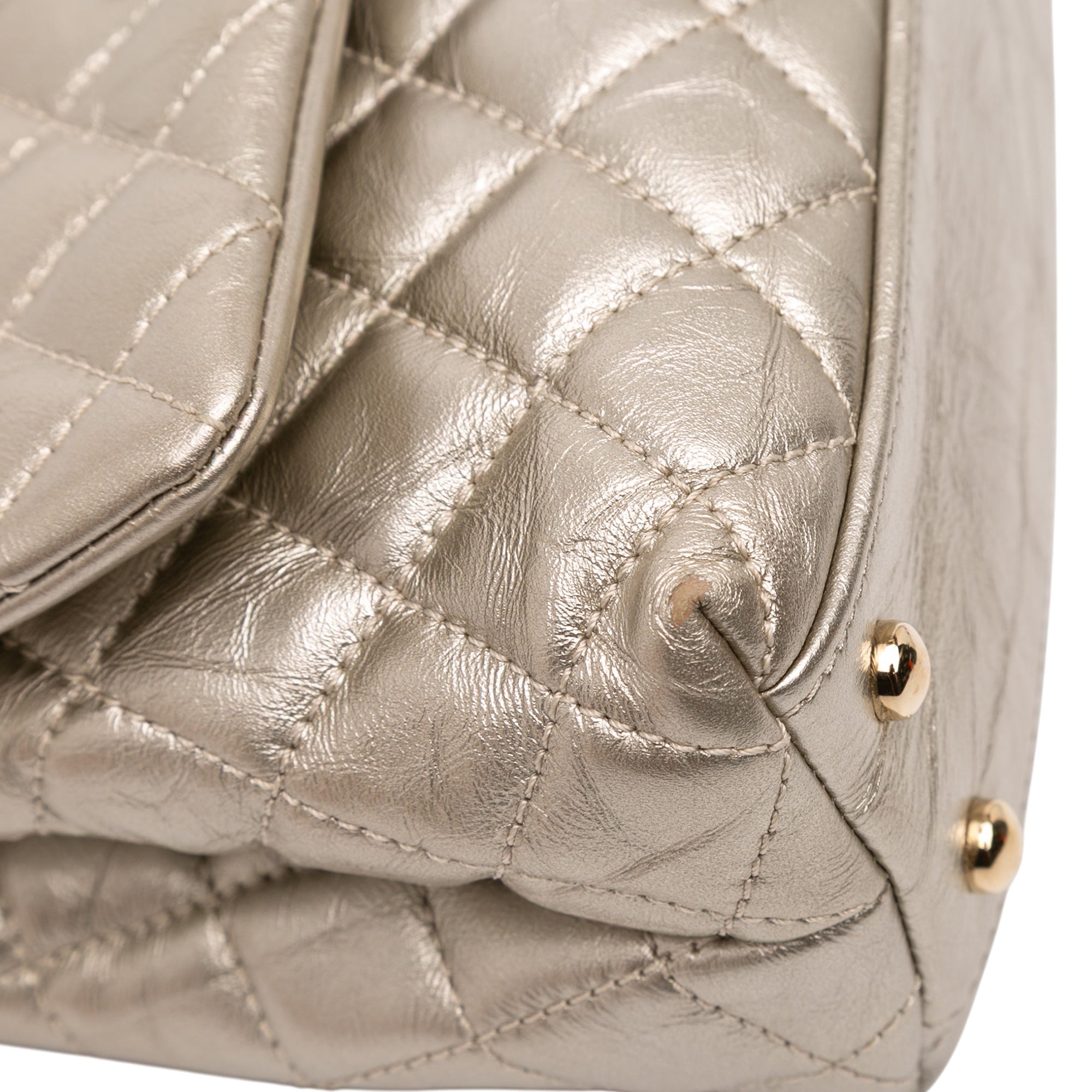 Chanel Small Quilted Metallic Calfskin Coco Top Handle Bag - image 8
