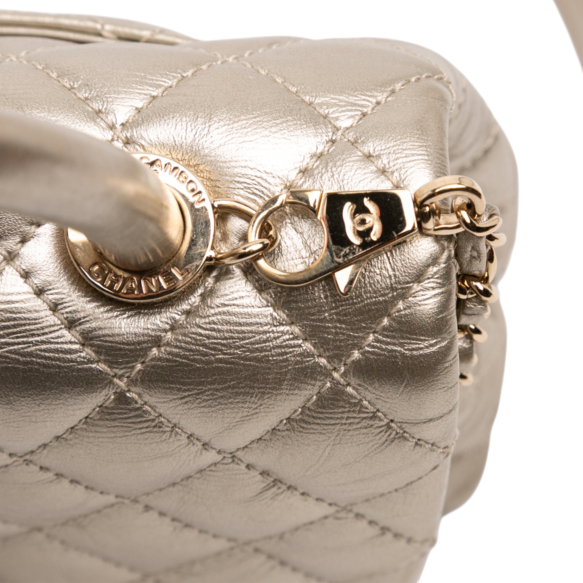 Chanel Small Quilted Metallic Calfskin Coco Top Handle Bag - image 9