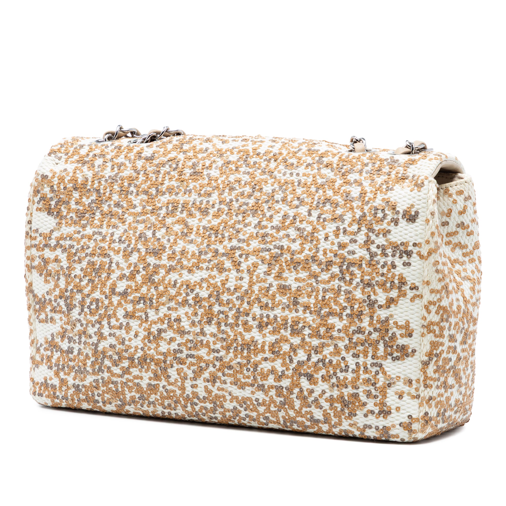 Chanel Jumbo Raffia Sequin Single Flap - image 2