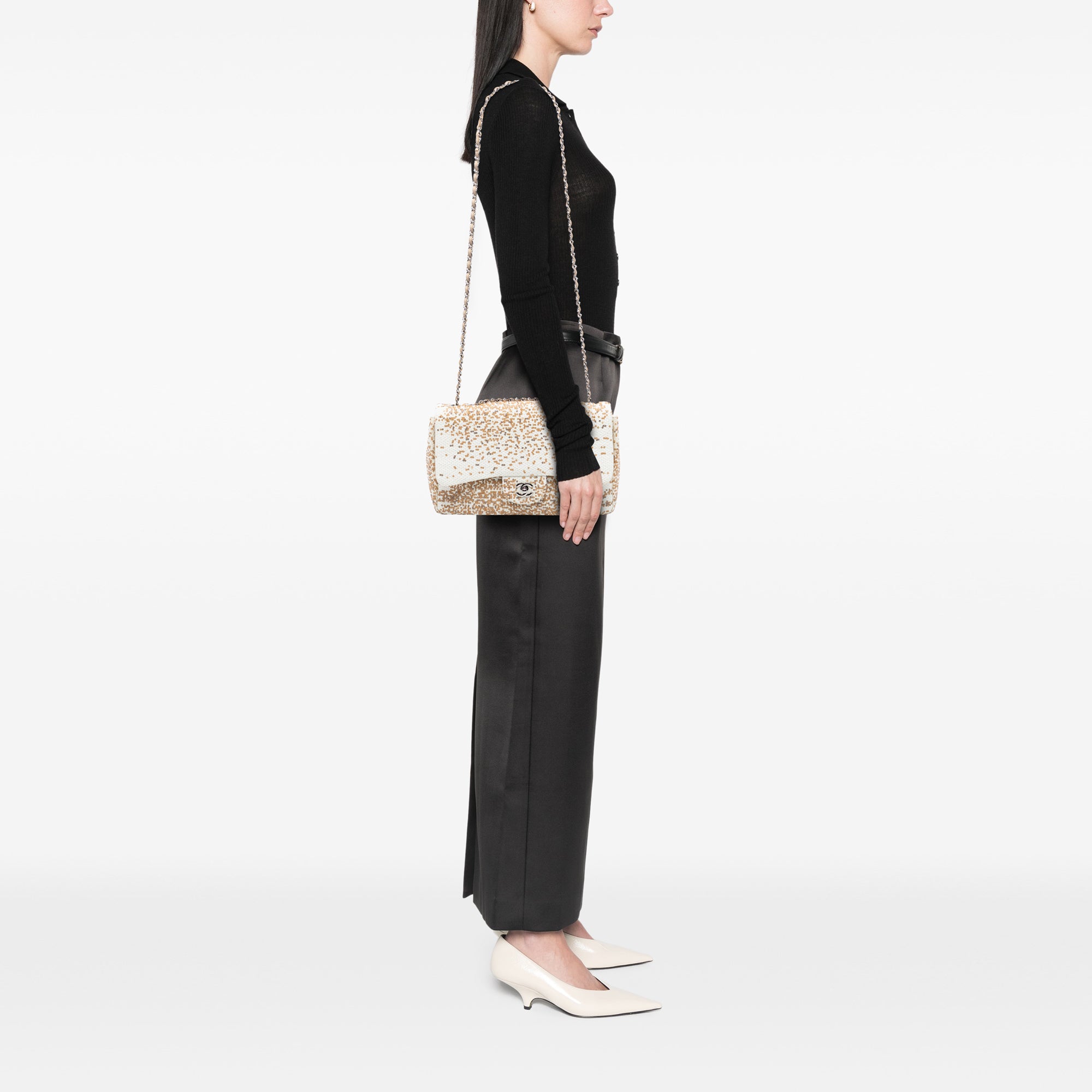 Chanel Jumbo Raffia Sequin Single Flap - image 7