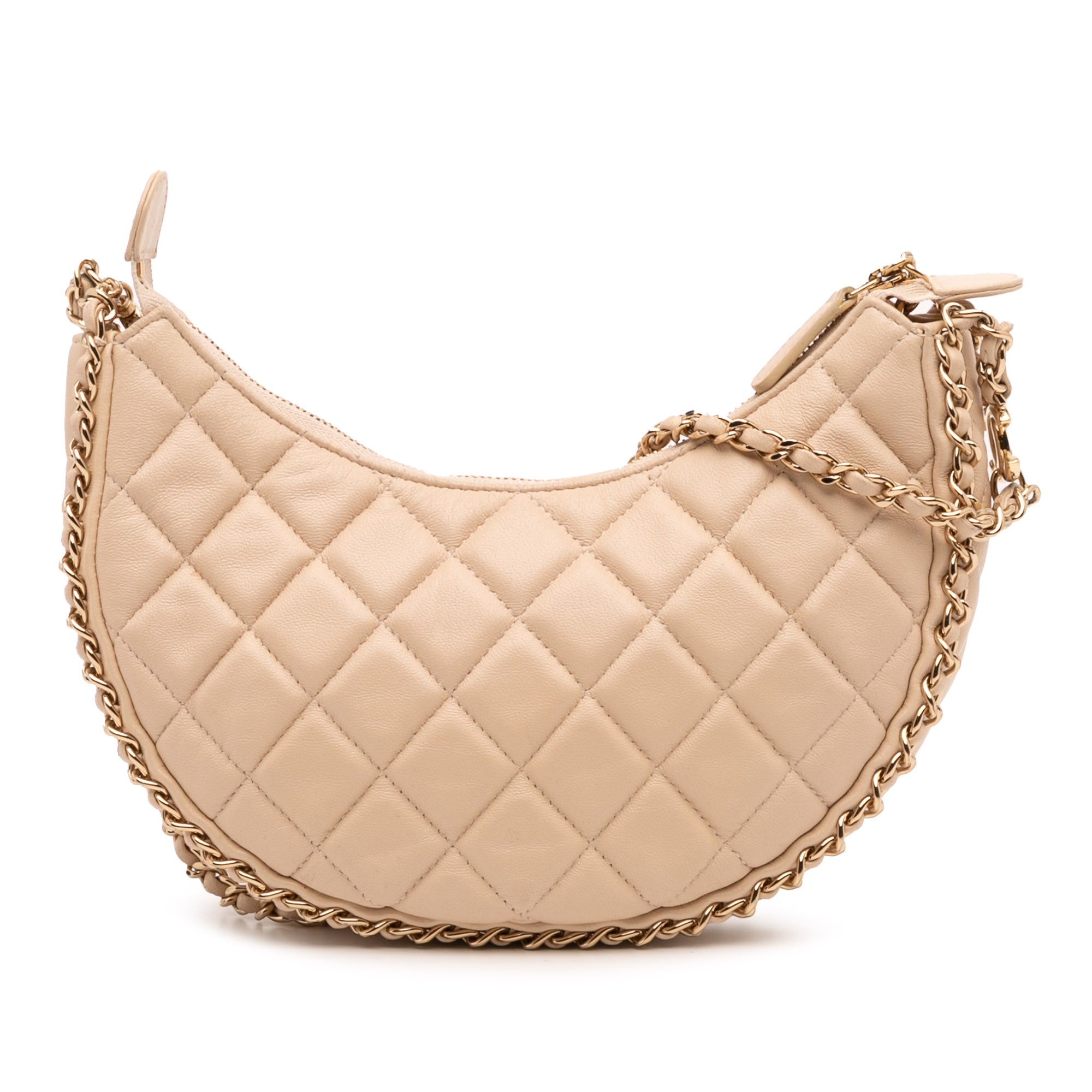Chanel Small Quilted Lambskin Chain Around Hook Hobo Bag - image 1