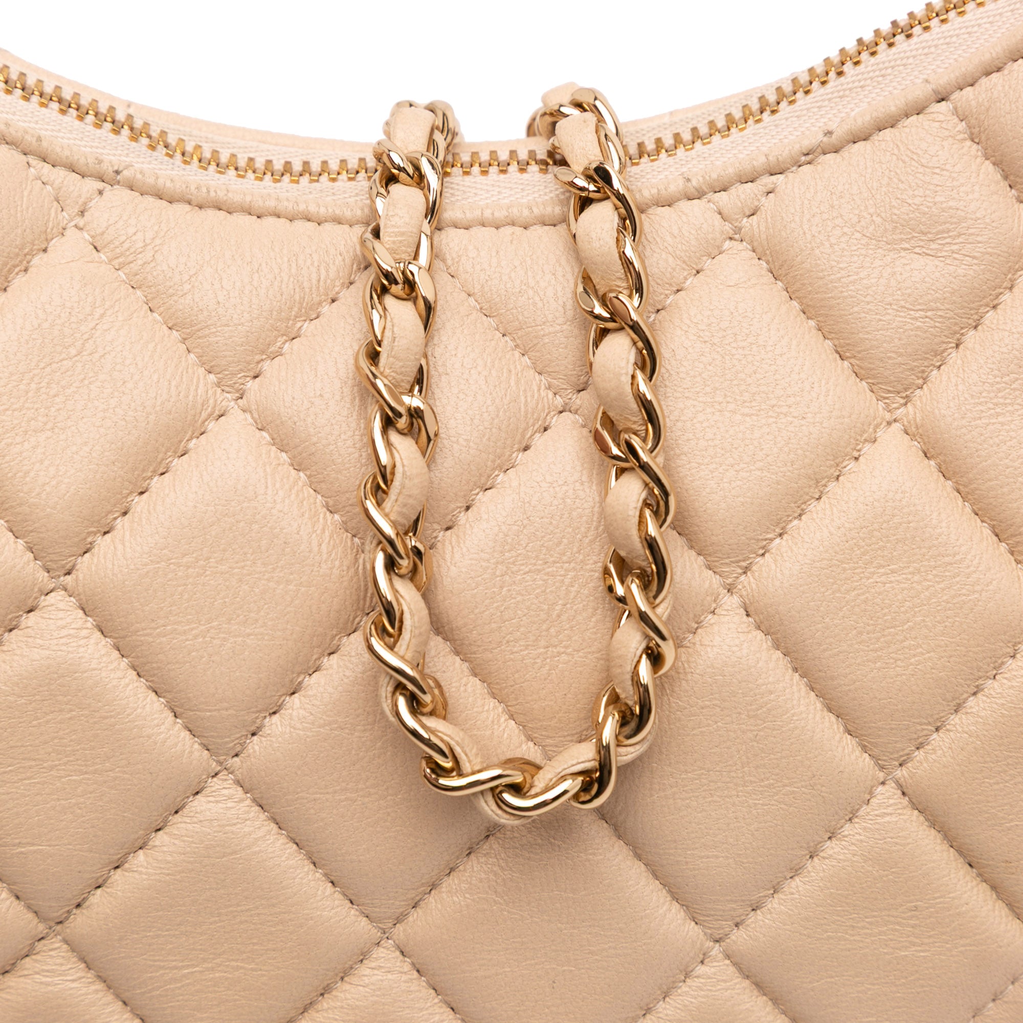 Chanel Small Quilted Lambskin Chain Around Hook Hobo Bag - image 10