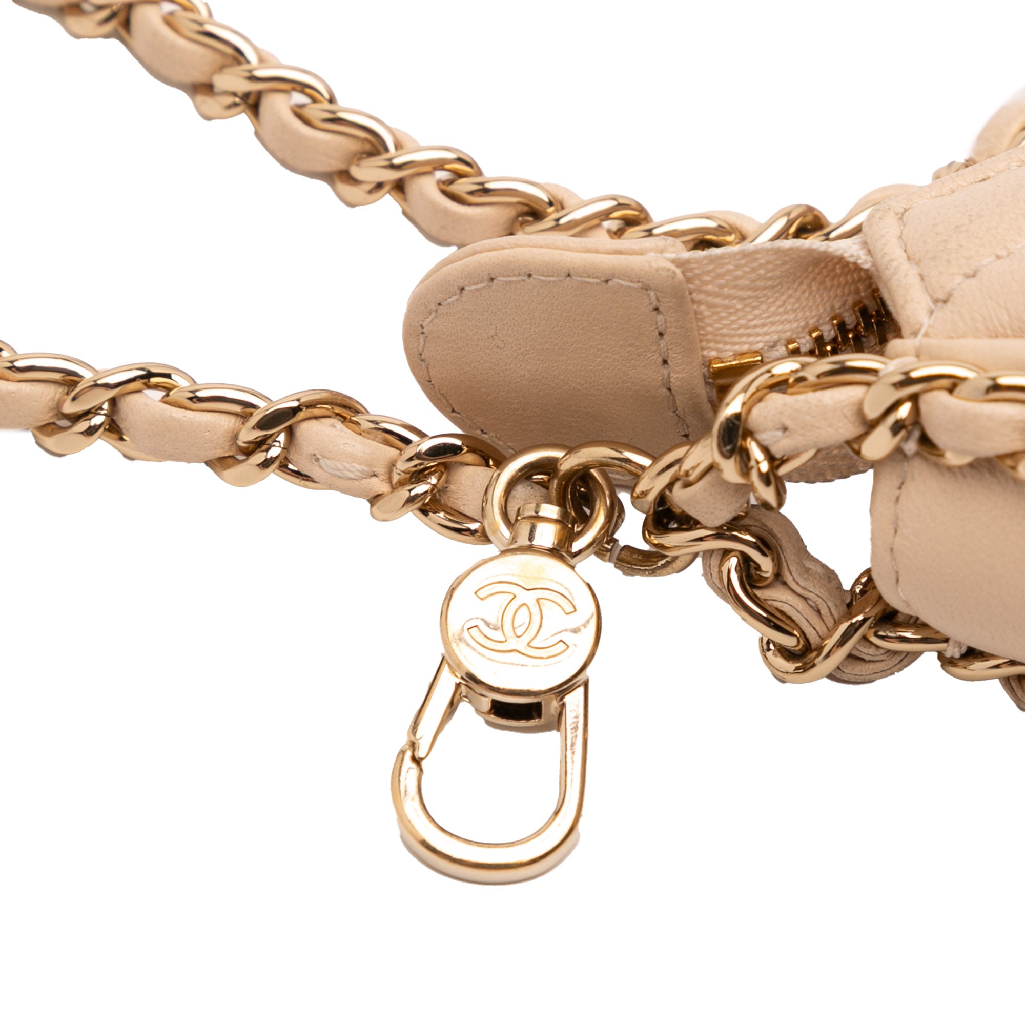 Chanel Small Quilted Lambskin Chain Around Hook Hobo Bag - image 8