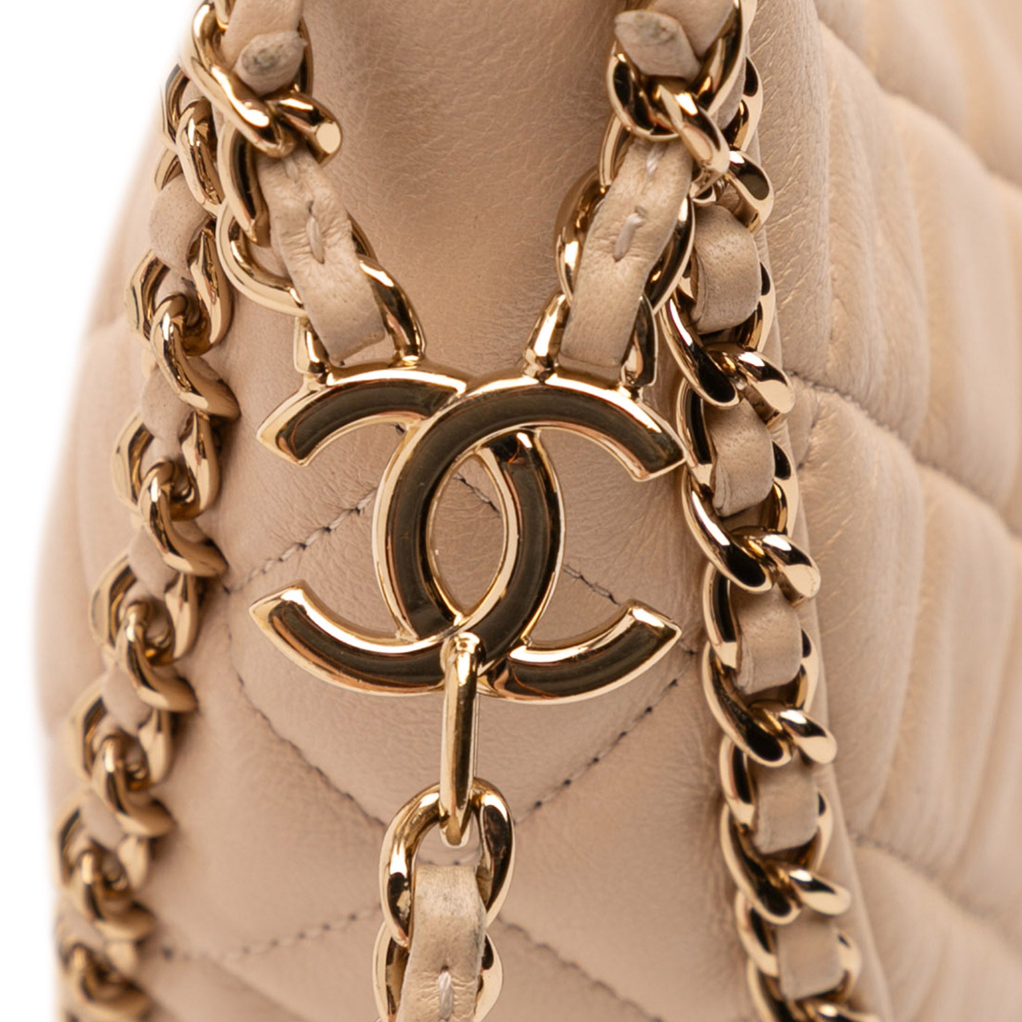Chanel Small Quilted Lambskin Chain Around Hook Hobo Bag - image 9
