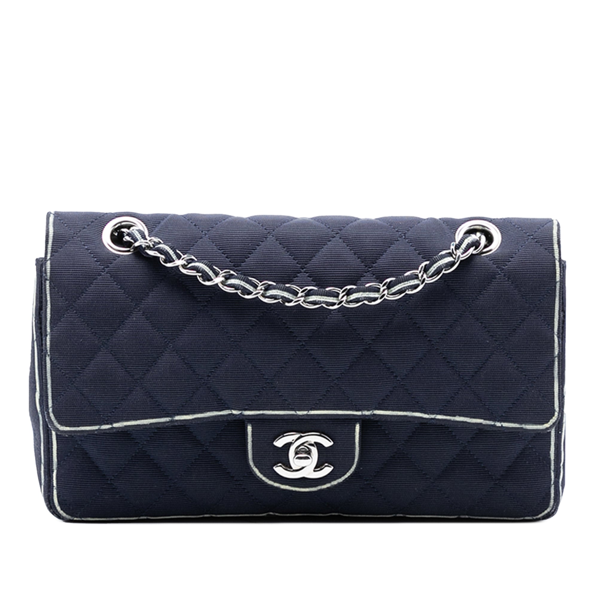 Chanel Medium Classic Printed Grosgrain Double Flap - image 1