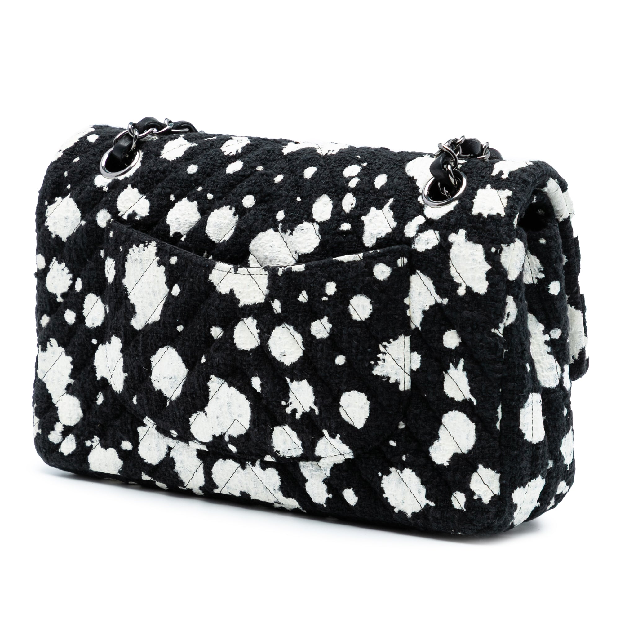Chanel Medium Chevron Tweed Paint Splatter Double Flap - image 2