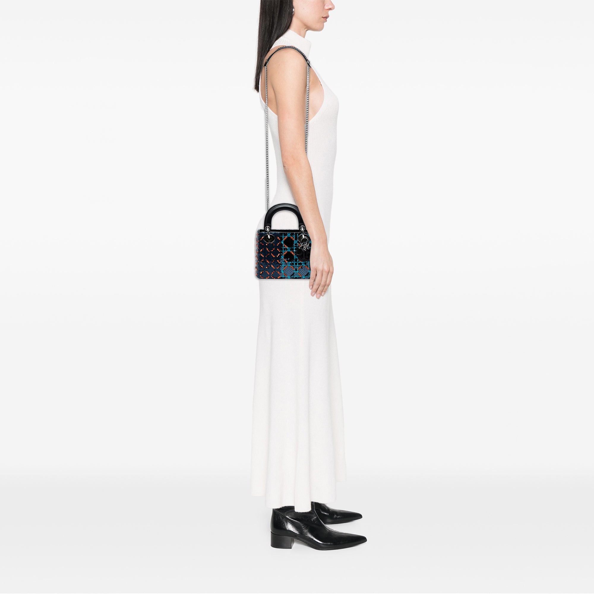 Dior Mini Calfskin Cannage Sequin Lady Dior - image 7